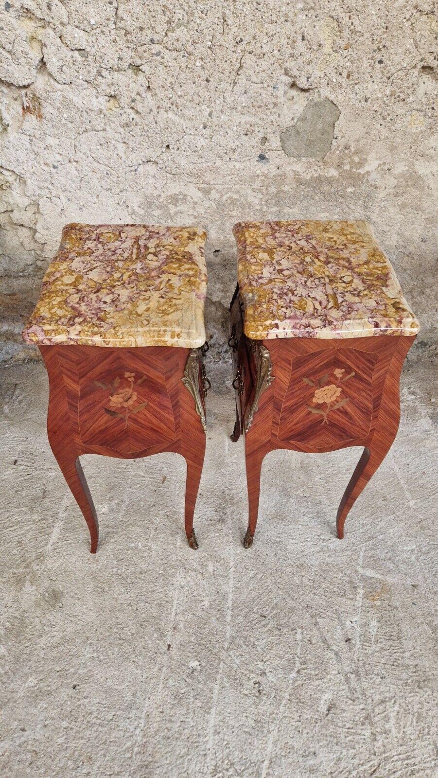 Pair of French Bedside Cabinets Bombe with Marquant Stamp 1