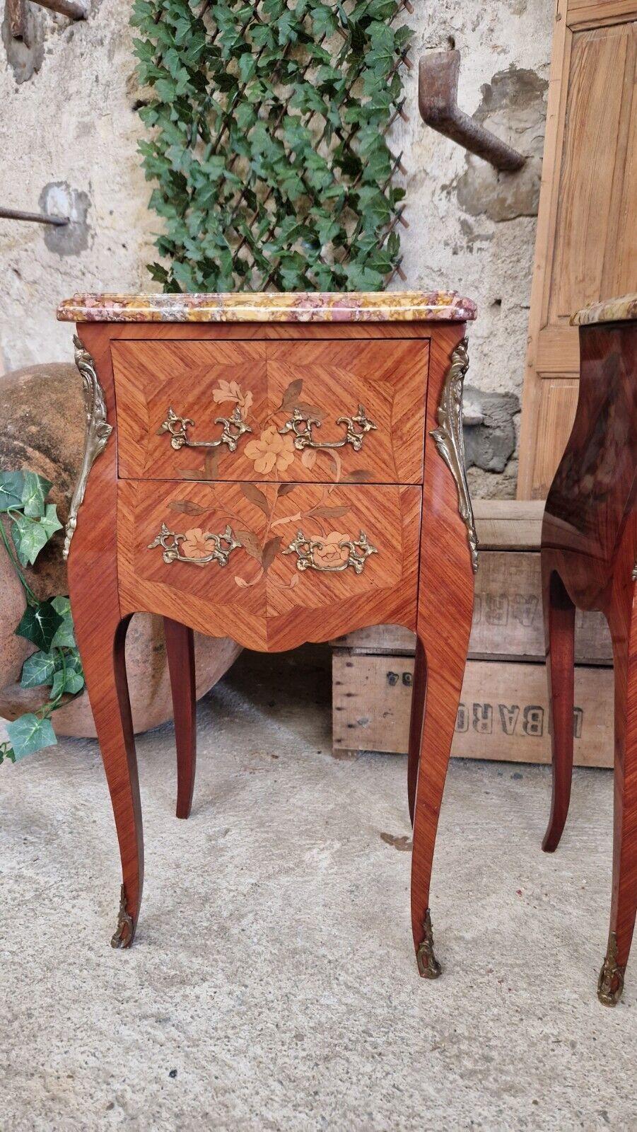 Pair of French Bedside Cabinets Bombe with Marquant Stamp 2