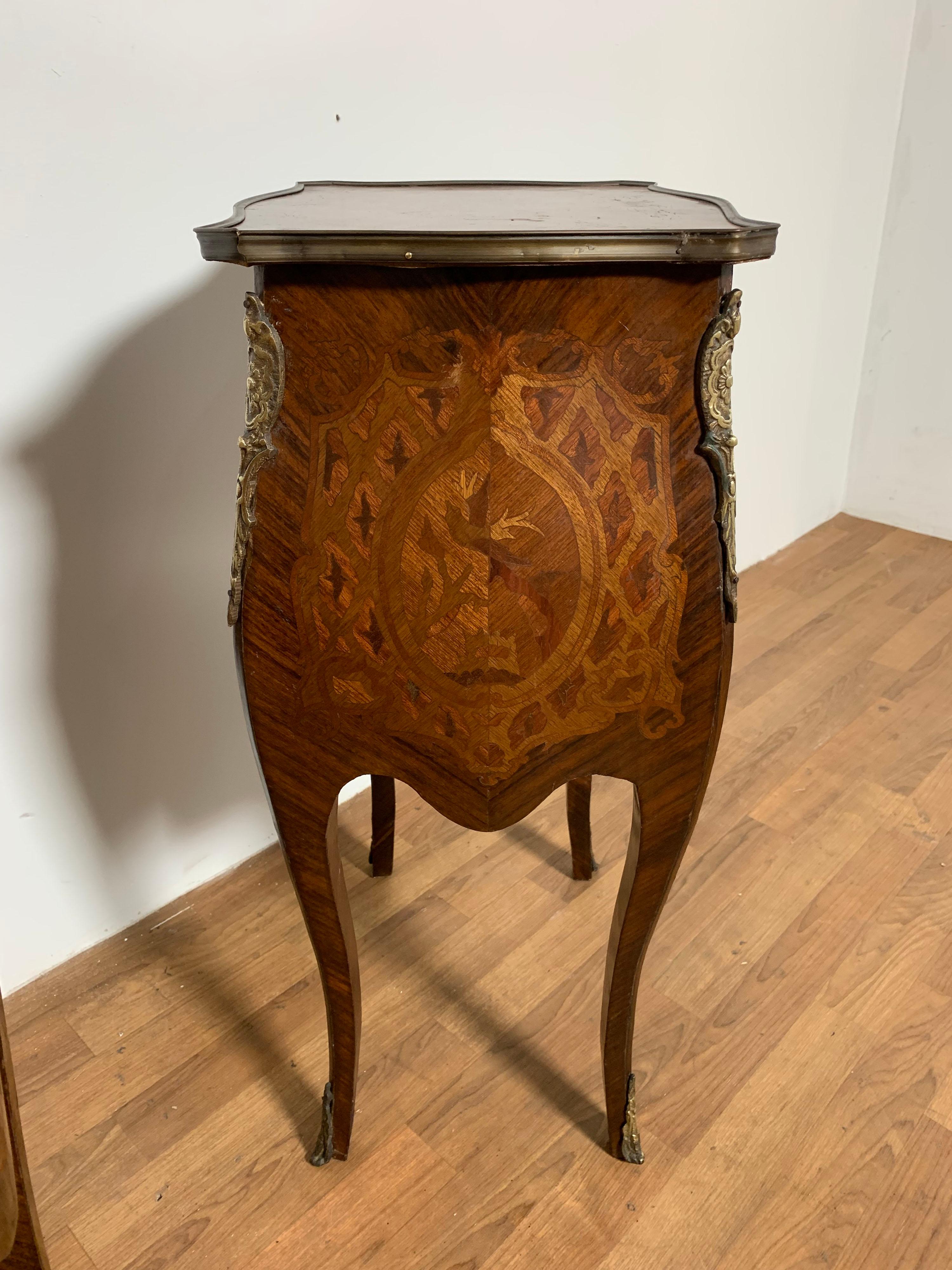 Pair of French Marquetry Commodes or Side Table Chests, Ca. 1930s 5