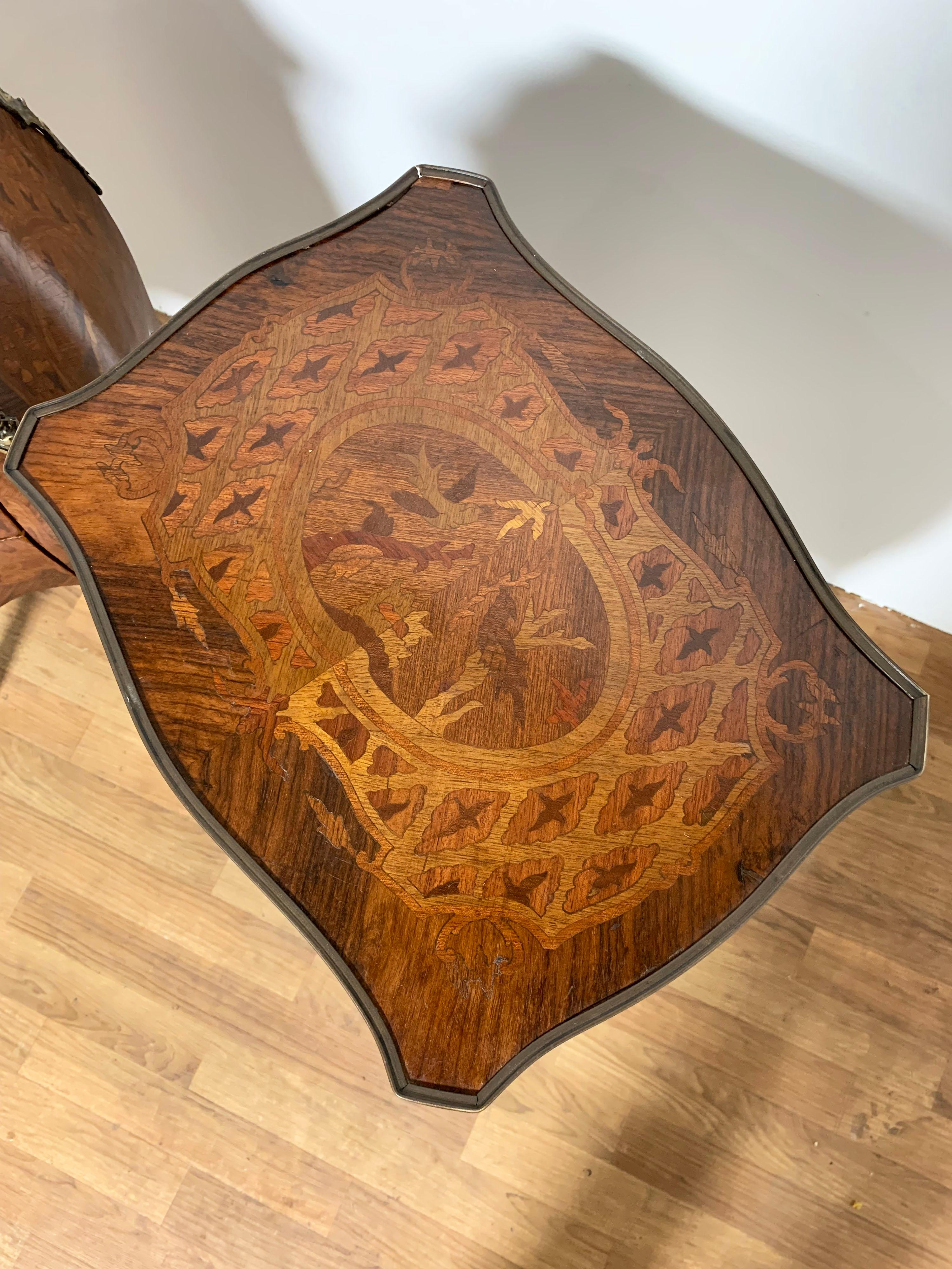 Mid-20th Century Pair of French Marquetry Commodes or Side Table Chests, Ca. 1930s