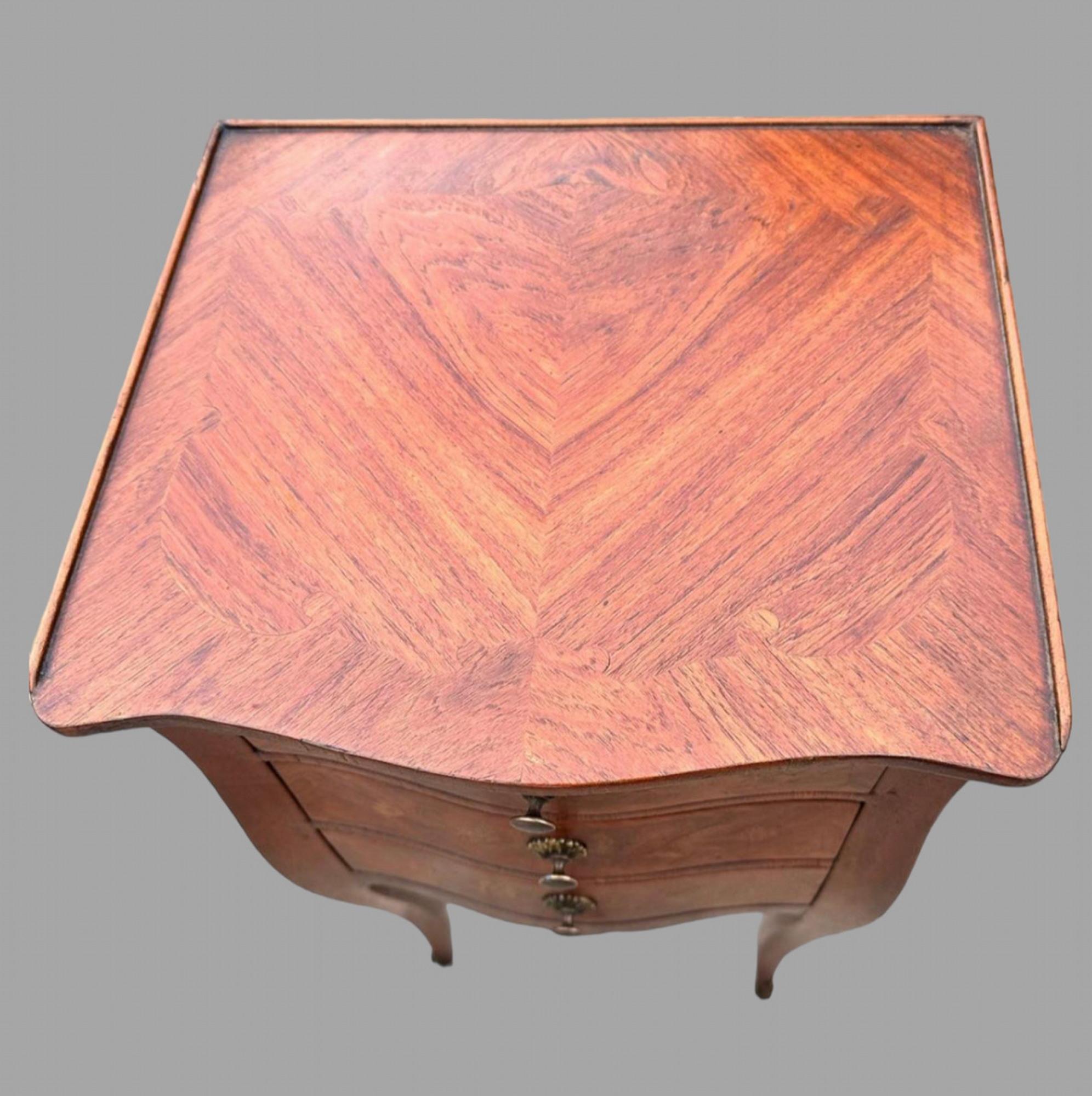 Late 19th Century Pair of French Marquetry Kingwood Bedside/Side Tables