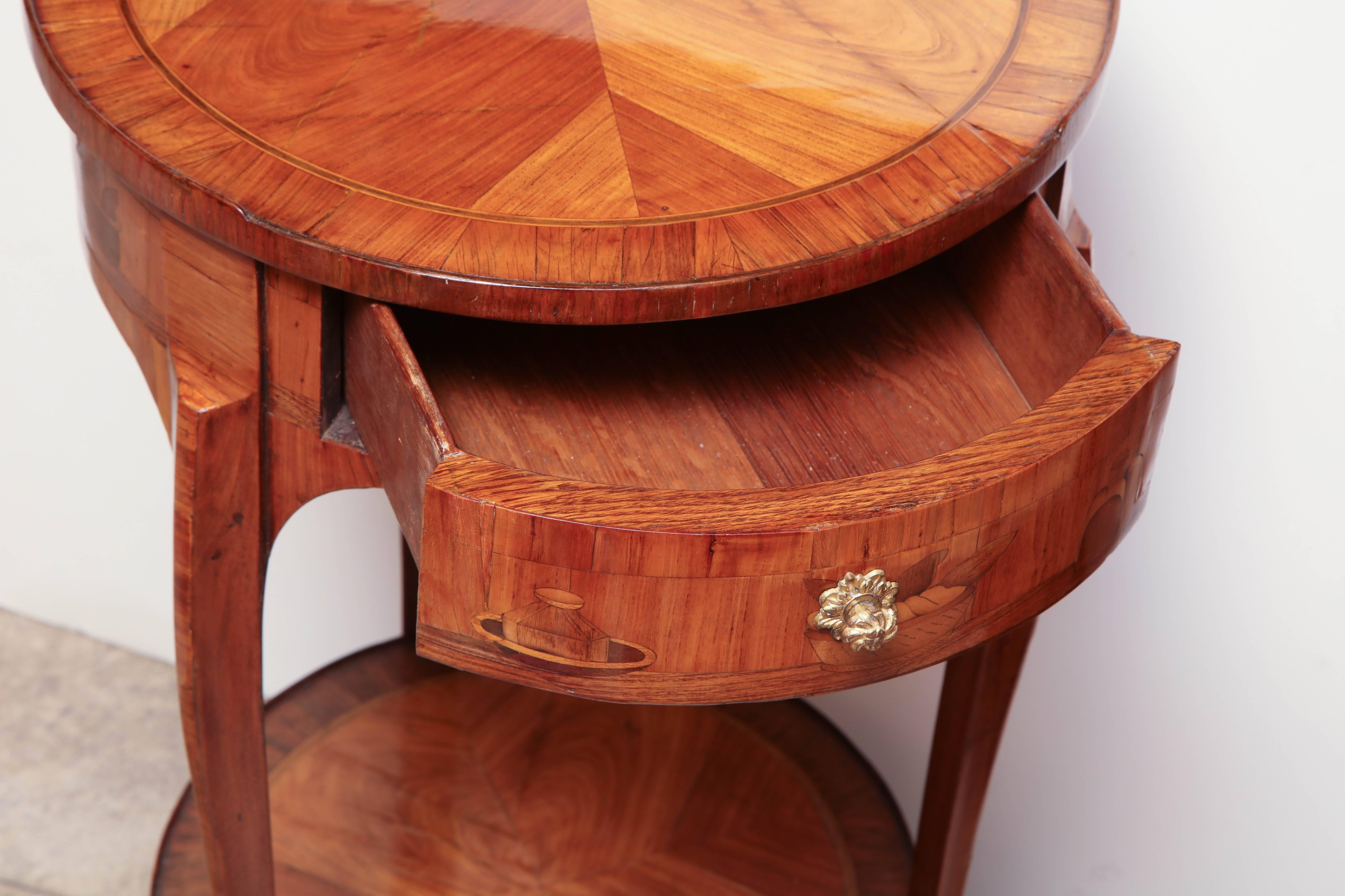 Wood Pair of French Marquetry Side Table