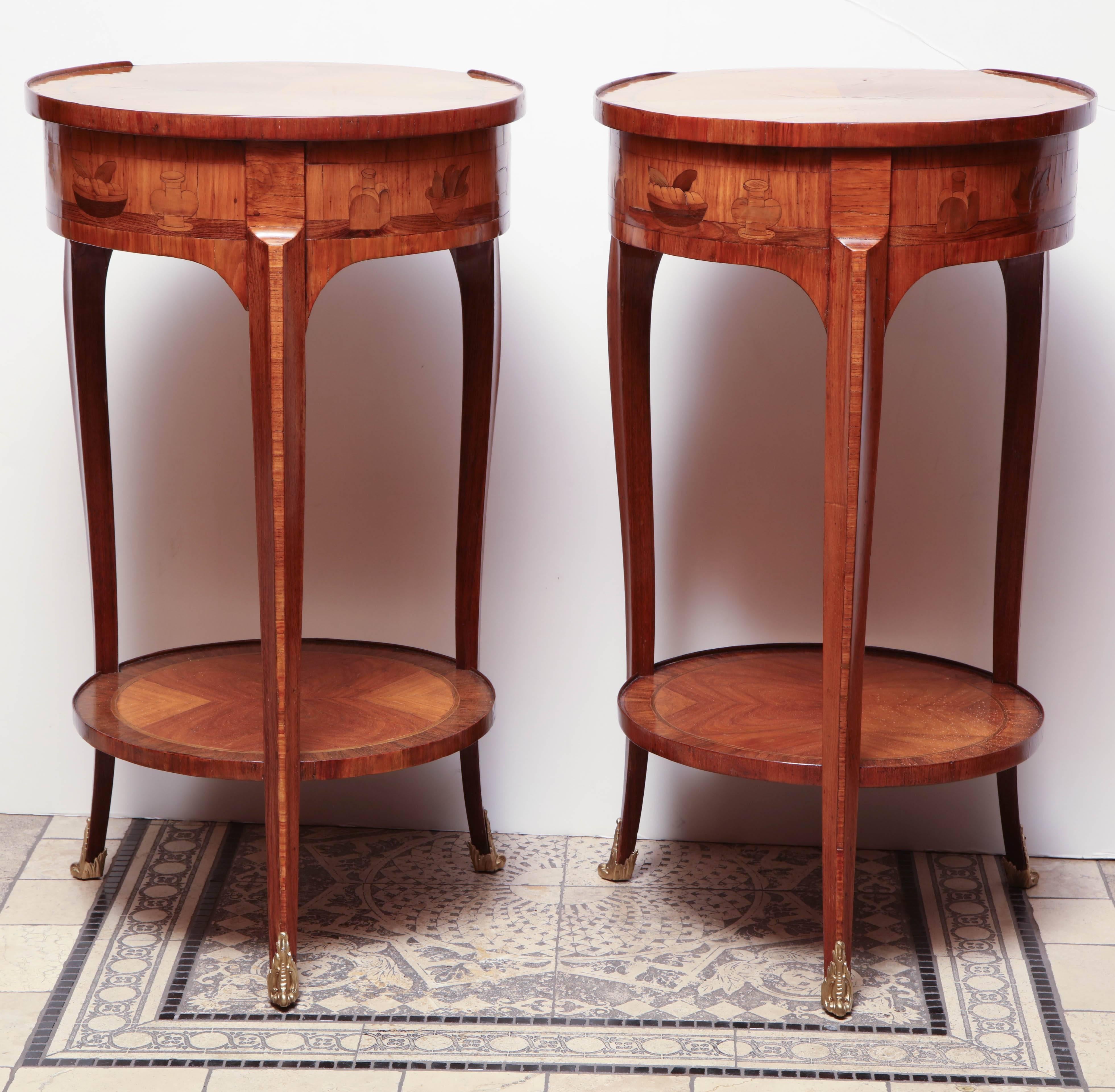 Pair of French Marquetry Side Table 2