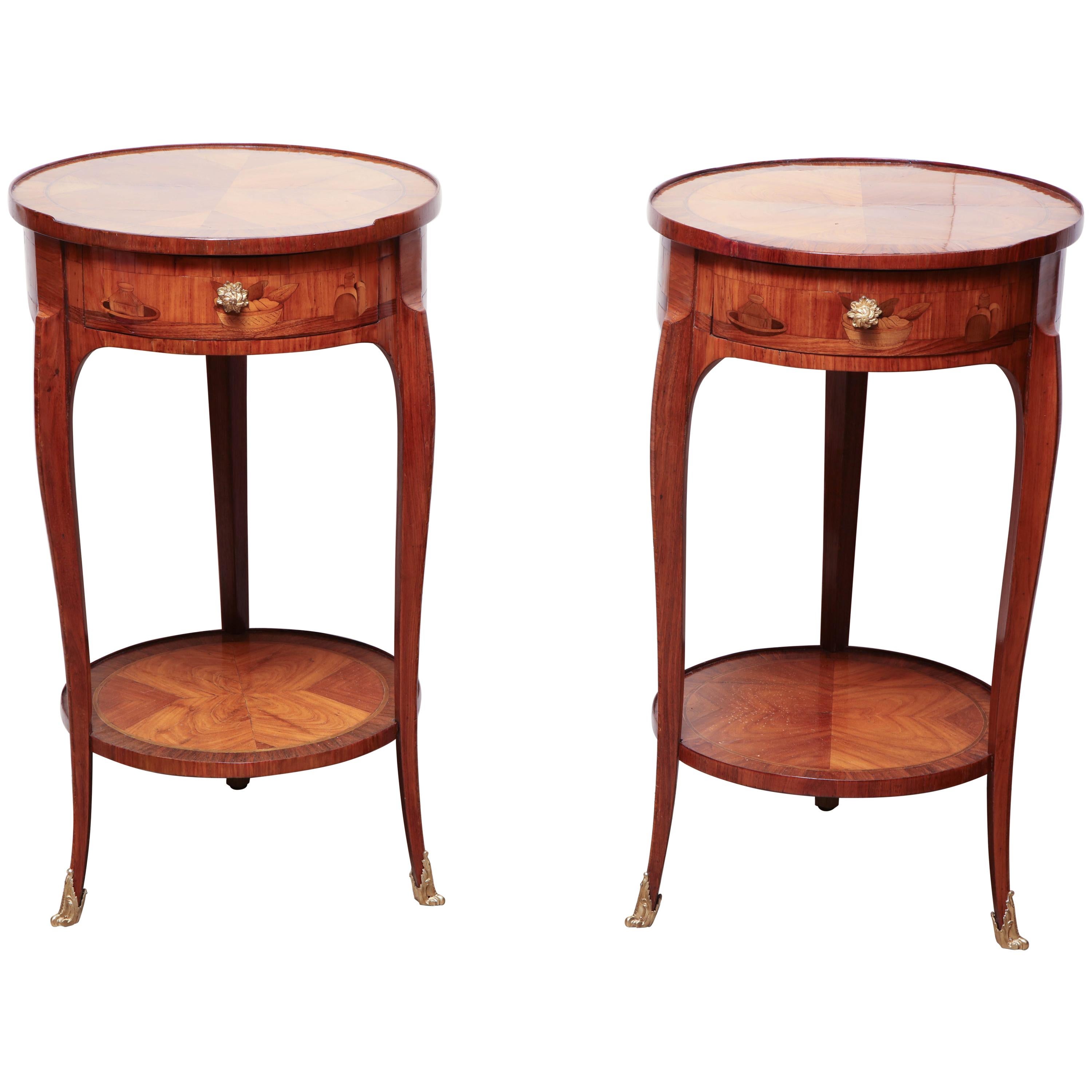 Pair of French Marquetry Side Table