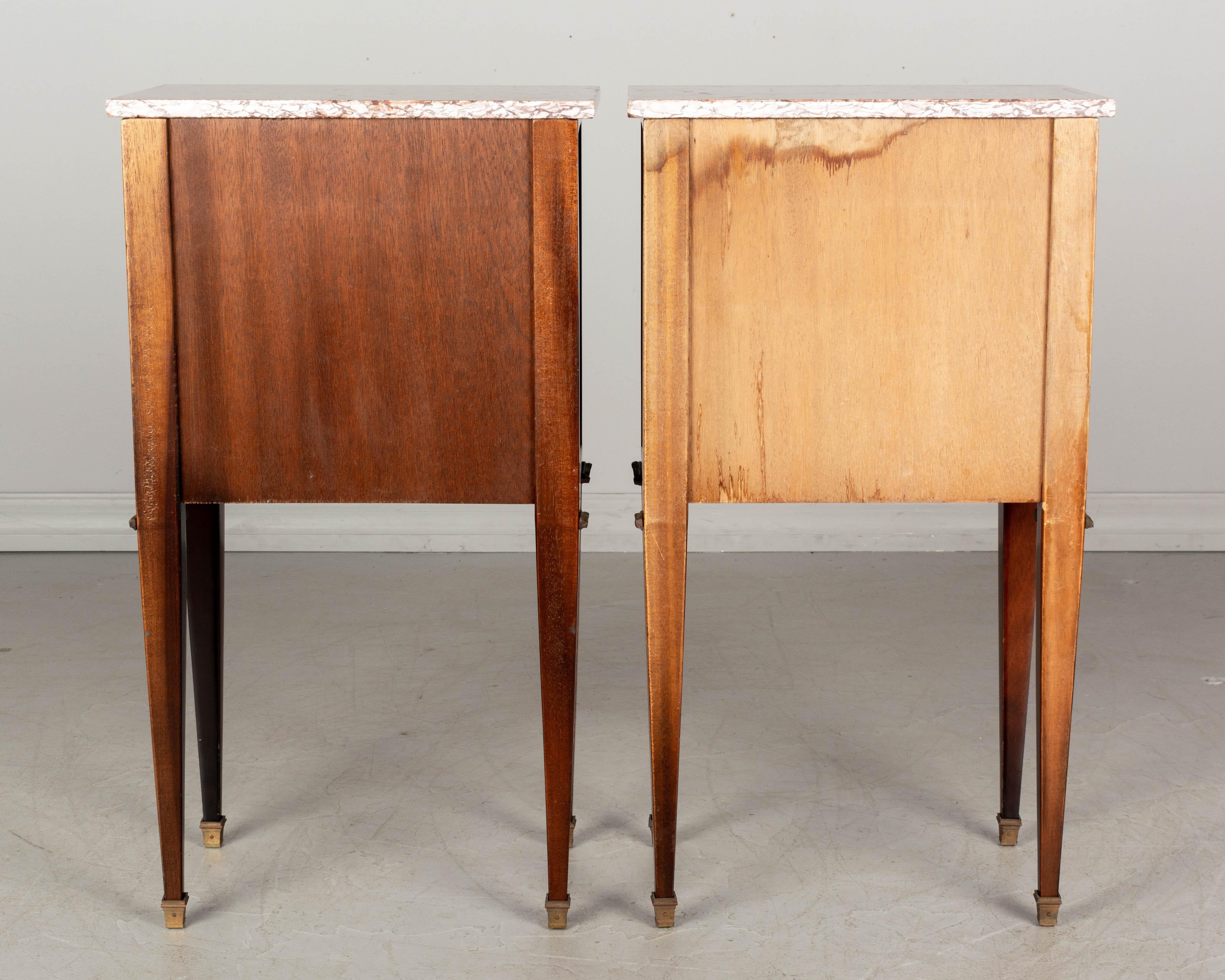 Louis XVI French Marquetry Side Tables or Nightstands Pair 3