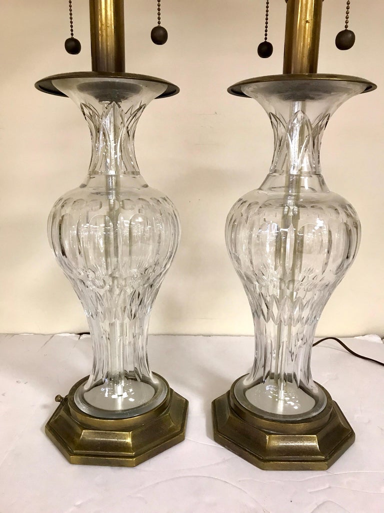 Pair of French Matching Tall Crystal Table Lamps For Sale at 1stDibs