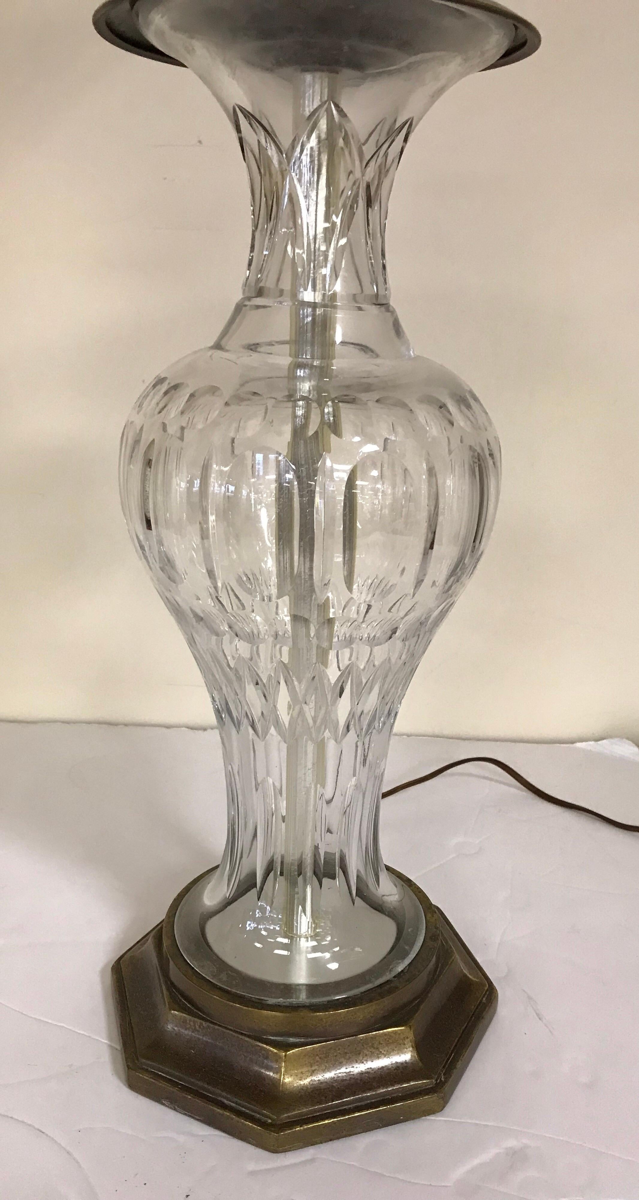 Mid-20th Century Pair of French Matching Tall Crystal Table Lamps