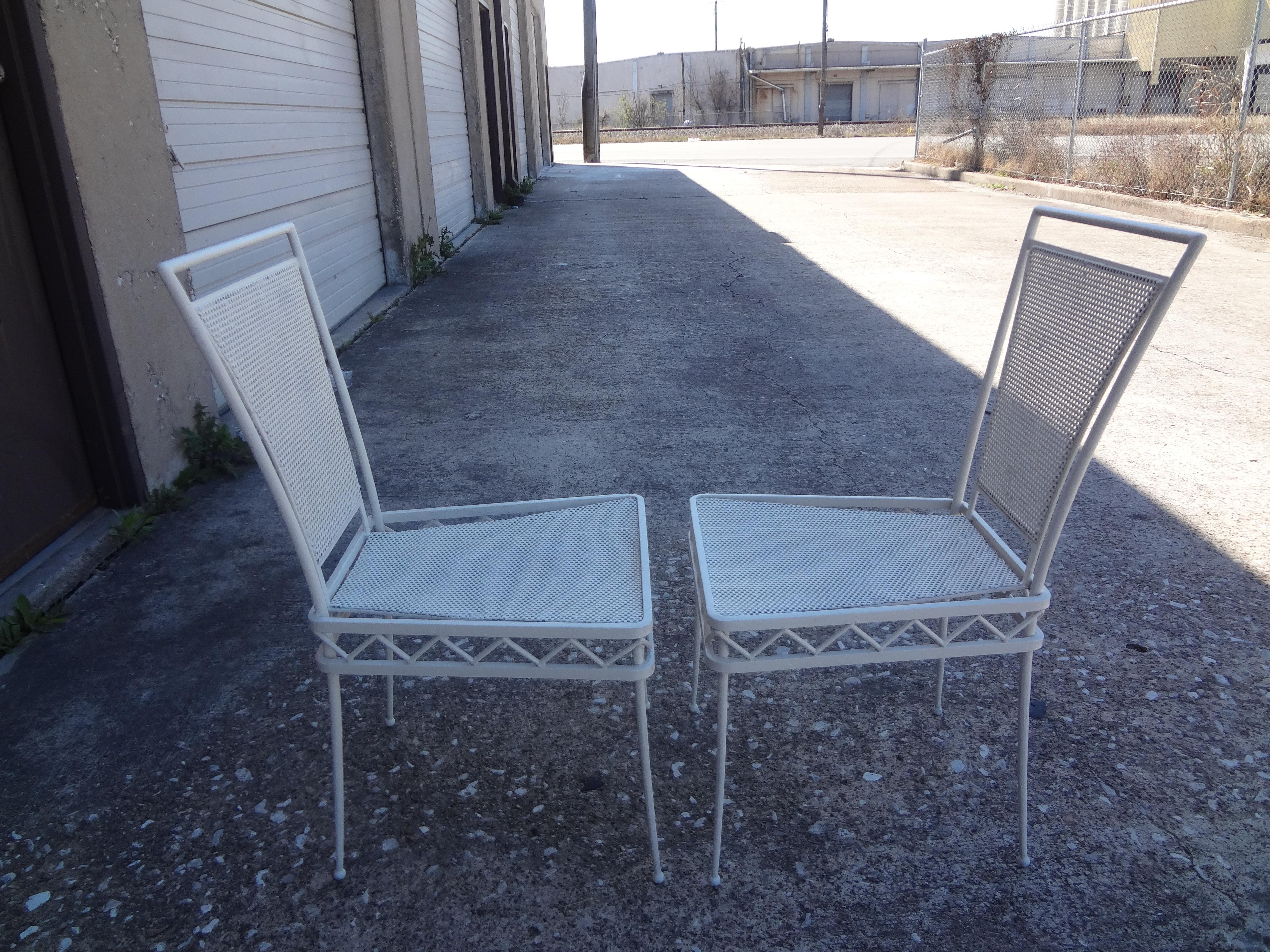 Pair of French Mathieu Matégot Style White Wrought Iron Chairs For Sale 6