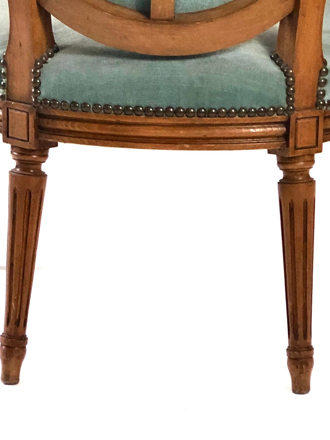 19th Century Pair of French Louis XVI Medaillon Back Armchairs