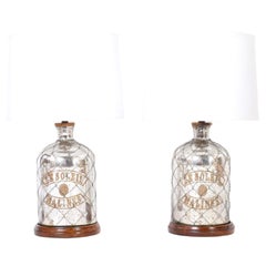 Antique Pair of French Mercury Glass Table Lamps