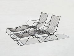 Pair of French, Mesh Iron Lounge Chaises, 1940s