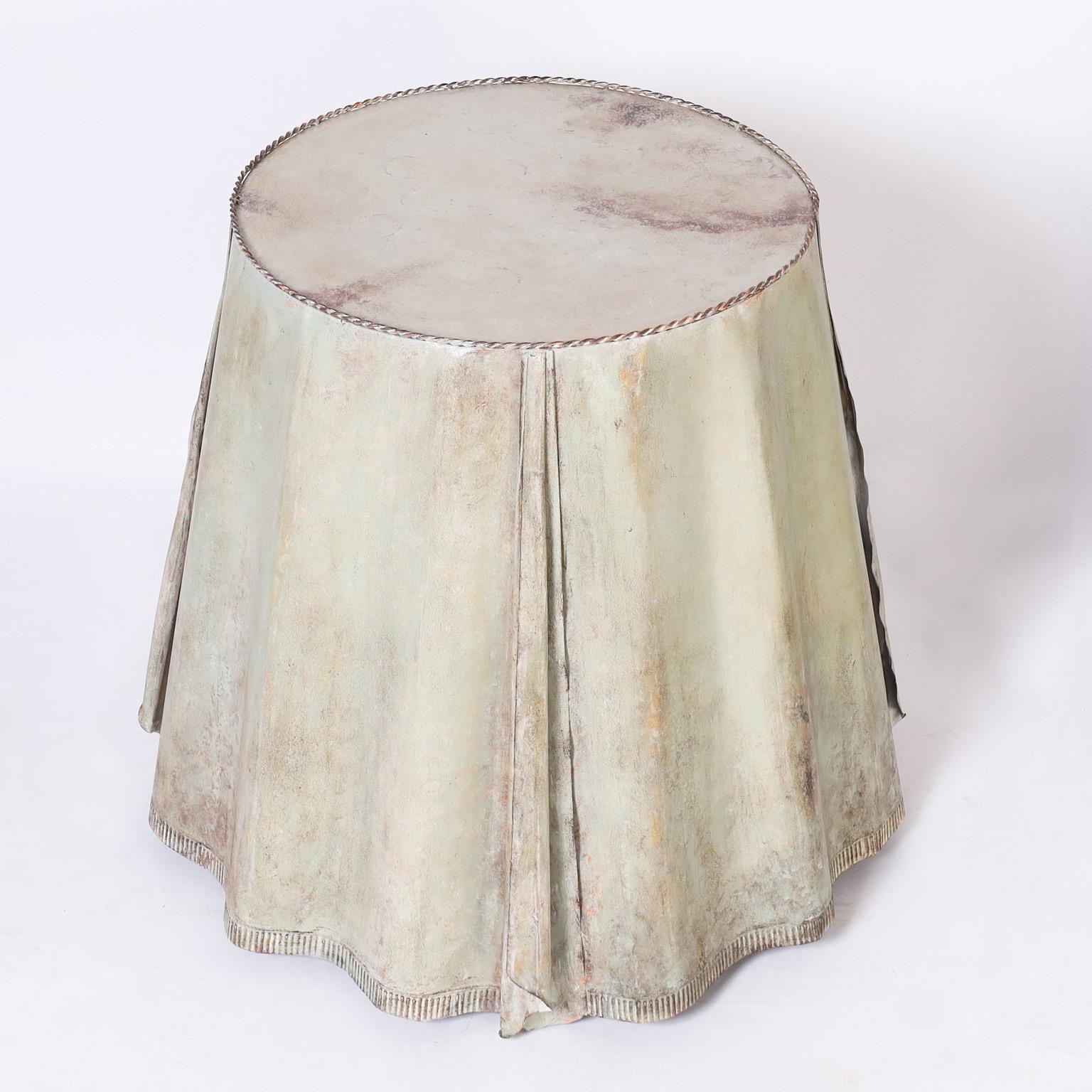 Hand-Crafted Pair of French Metal Ghost Drapery Tables For Sale