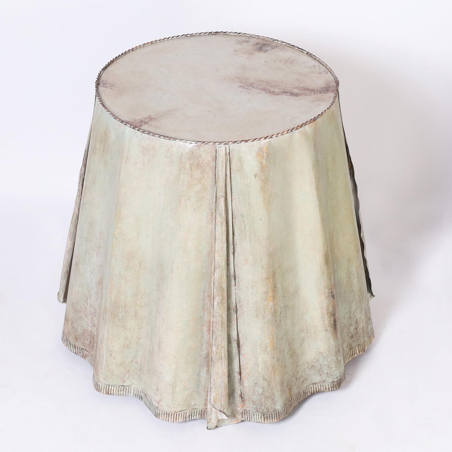 Hand-Crafted Pair of French Metal Ghost Drapery Tables