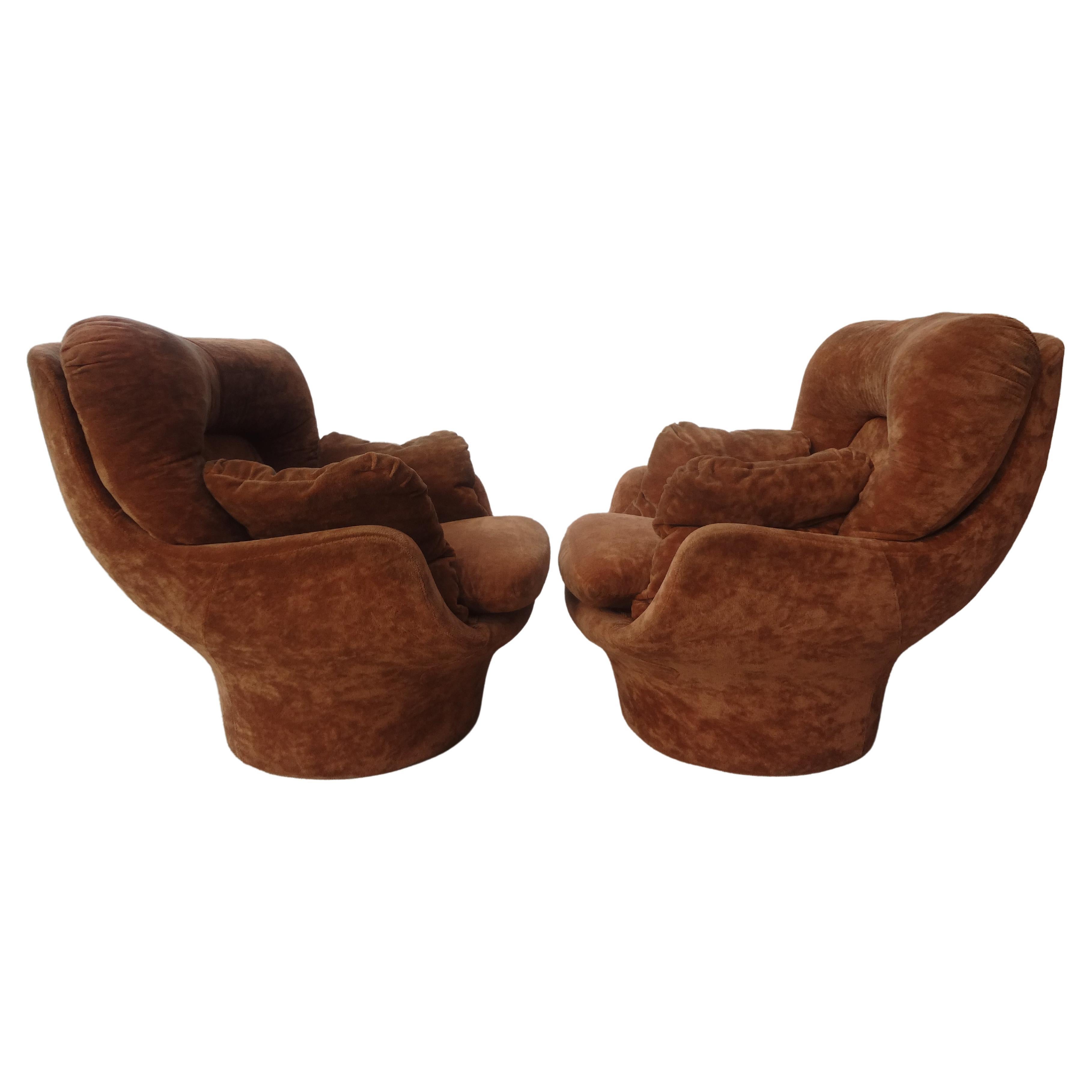 Pair of French Michel Cadestin for Airborne Karate Lounge Chairs