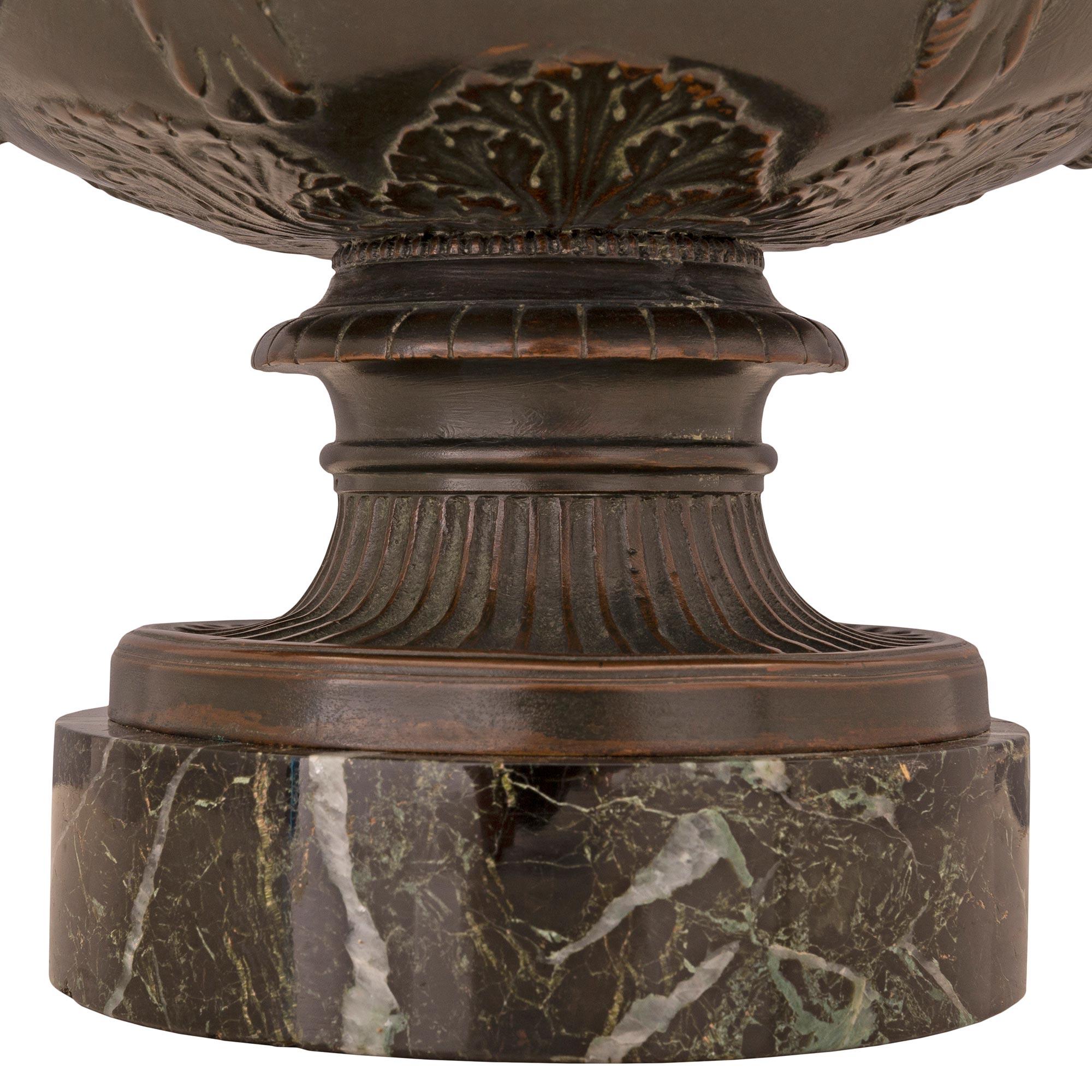 Pair of French Mid-19th Century Bronze and Marble Tazzas Signed F. Barbedienne For Sale 7