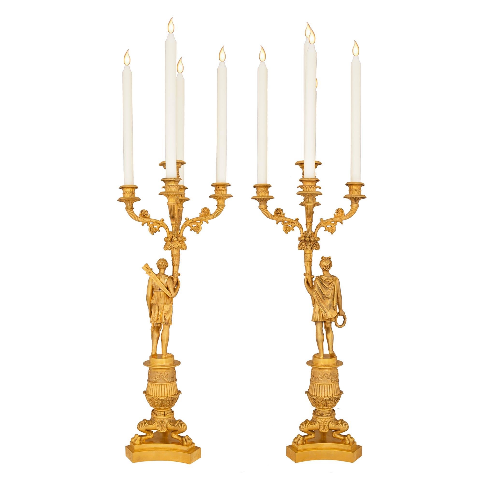 Pair of French Mid 19th Century Charles X Period Ormolu Candelabras In Good Condition For Sale In West Palm Beach, FL
