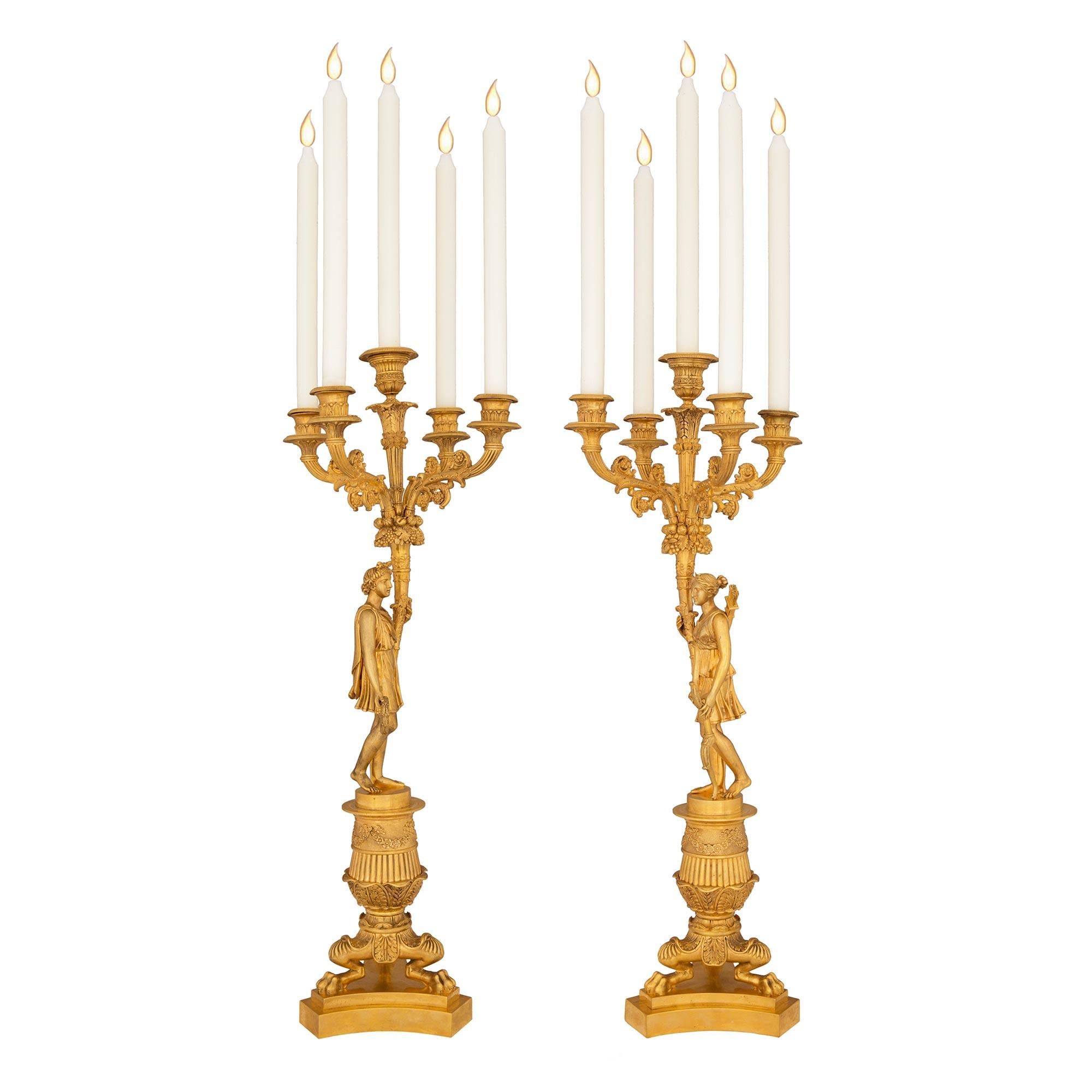 Pair of French Mid 19th Century Charles X Period Ormolu Candelabras For Sale 1