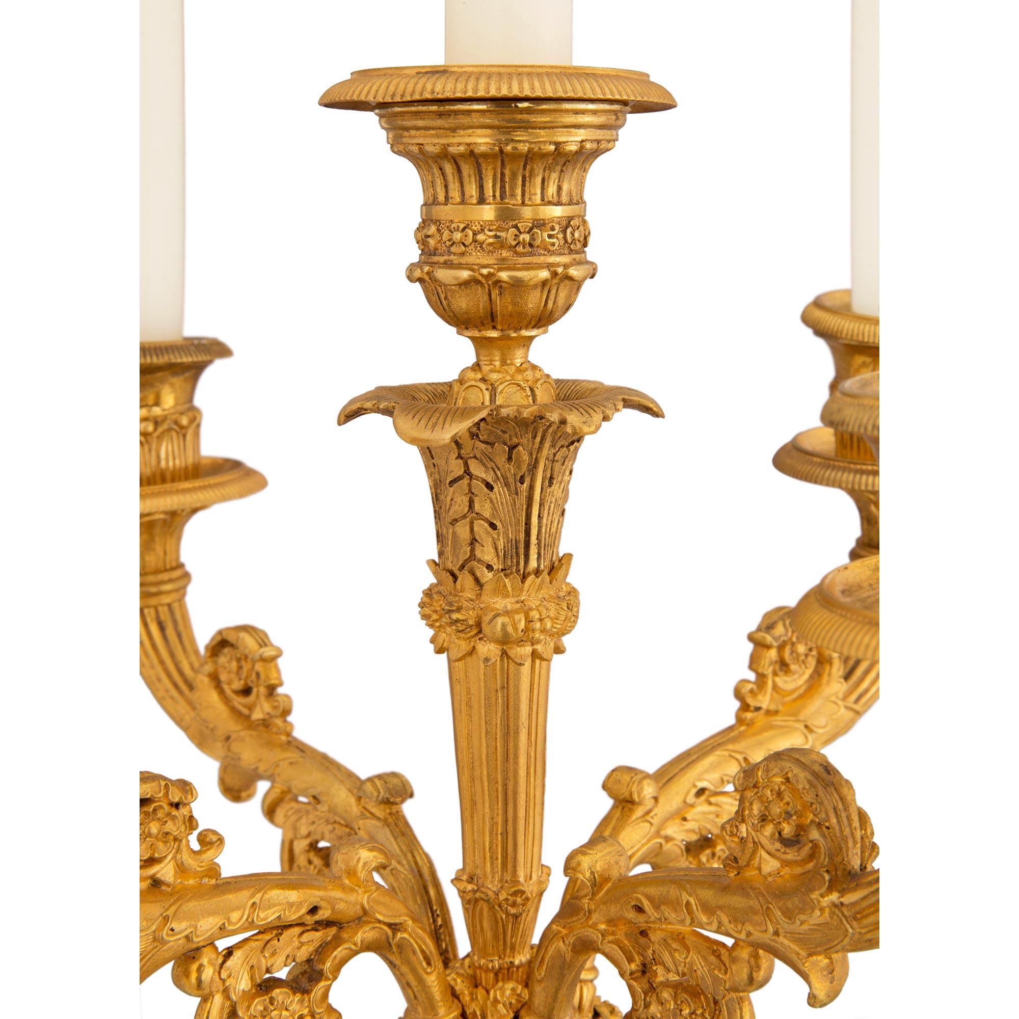 Pair of French Mid 19th Century Charles X Period Ormolu Candelabras For Sale 2