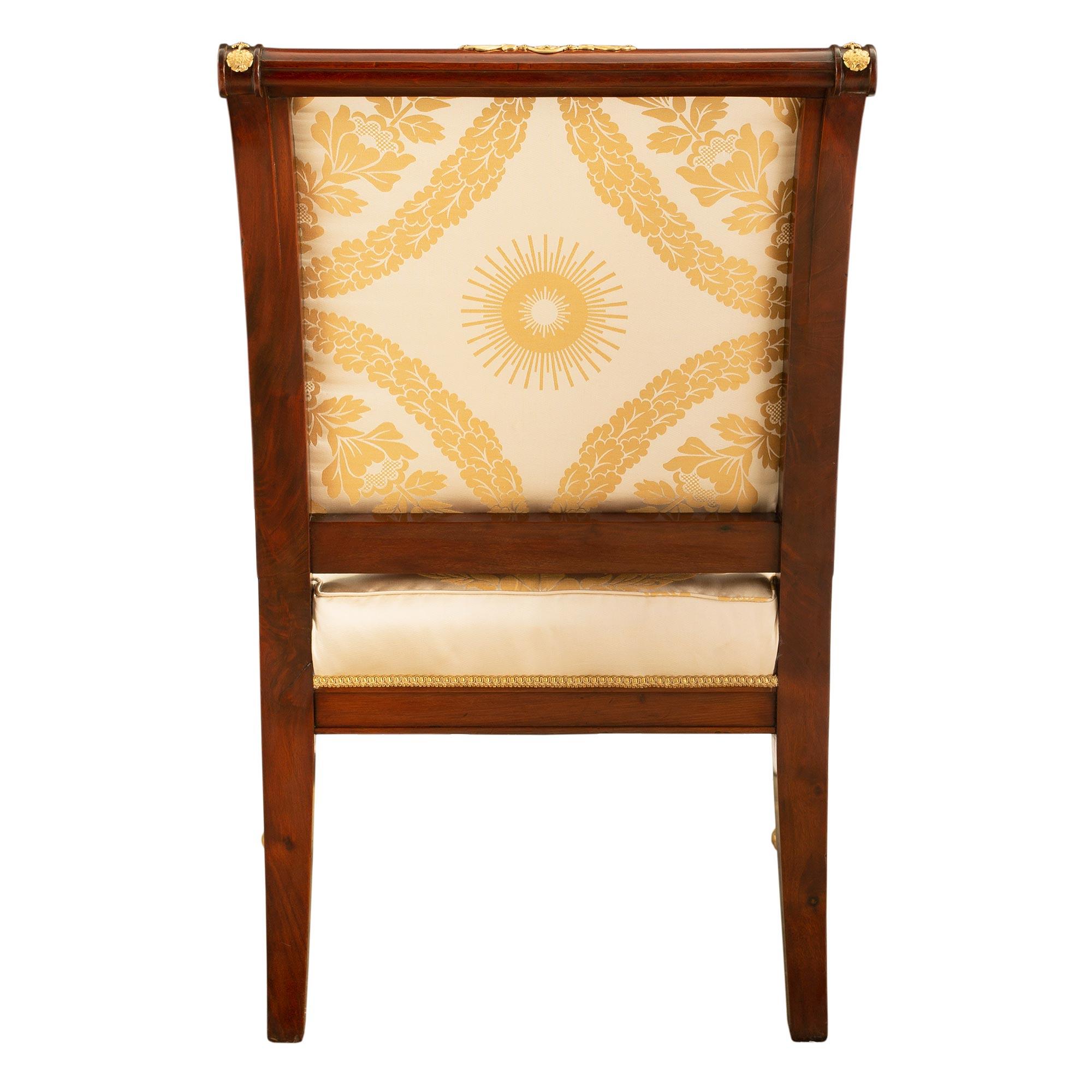 Pair of French Mid 19th Century Empire St. Mahogany and Ormolu Mounted Armchair For Sale 1