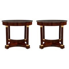 Pair of French Mid-19th Century Empire Style Ormolu and Mahogany Side Tables