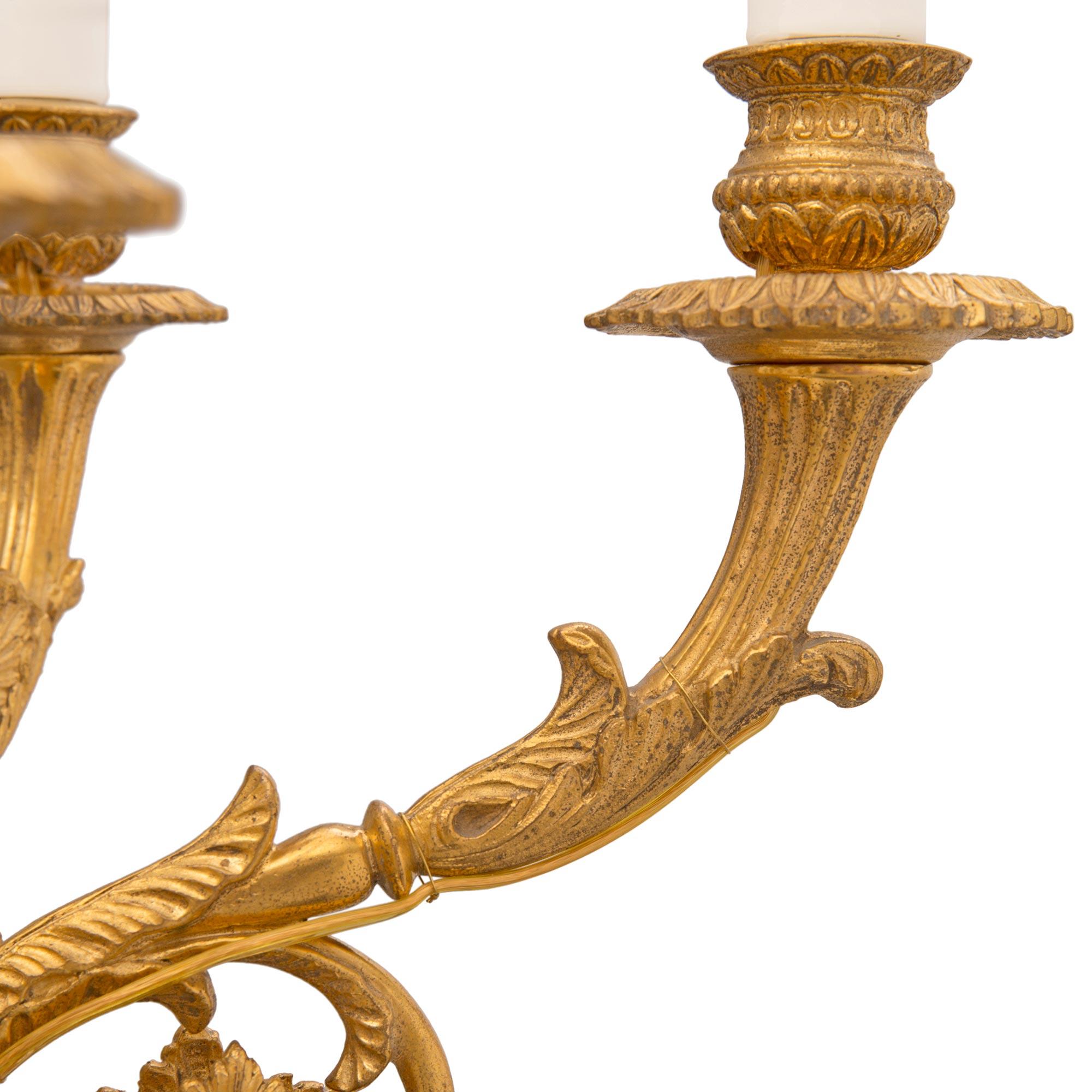 Pair of French Mid-19th Century Empire Style Ormolu Candelabras For Sale 3