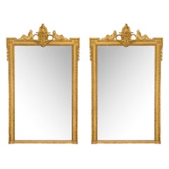 Pair of French Mid 19th Century Louis XVI St. Giltwood Mirrors
