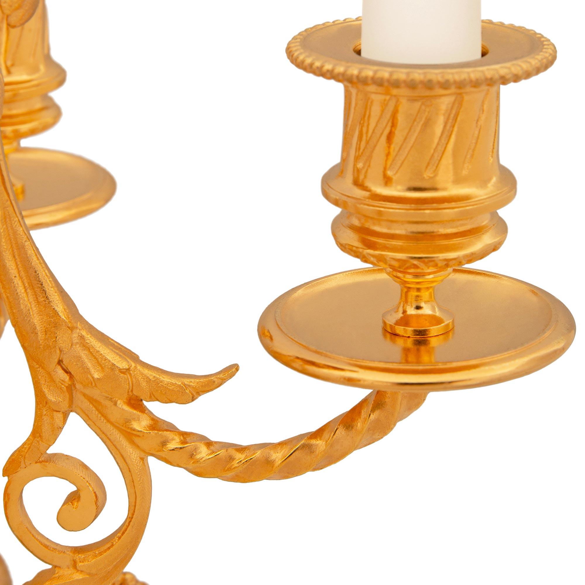 Pair of French Mid-19th Century Louis XVI st. Marble and Ormolu Candelabras For Sale 6
