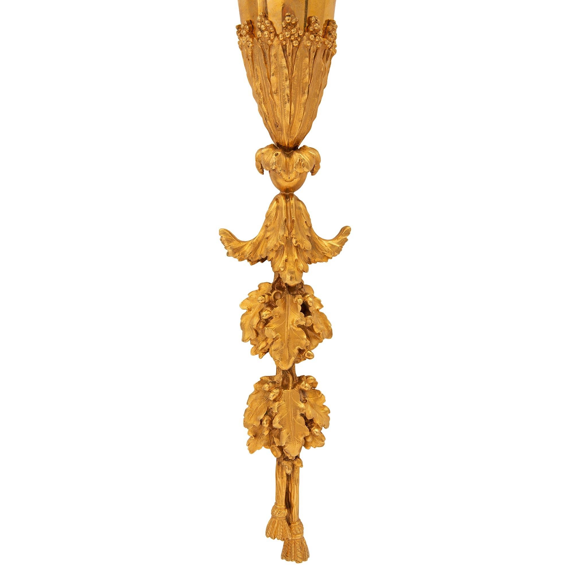 Pair of French Mid-19th Century Louis XVI St. Ormolu Sconces For Sale 5