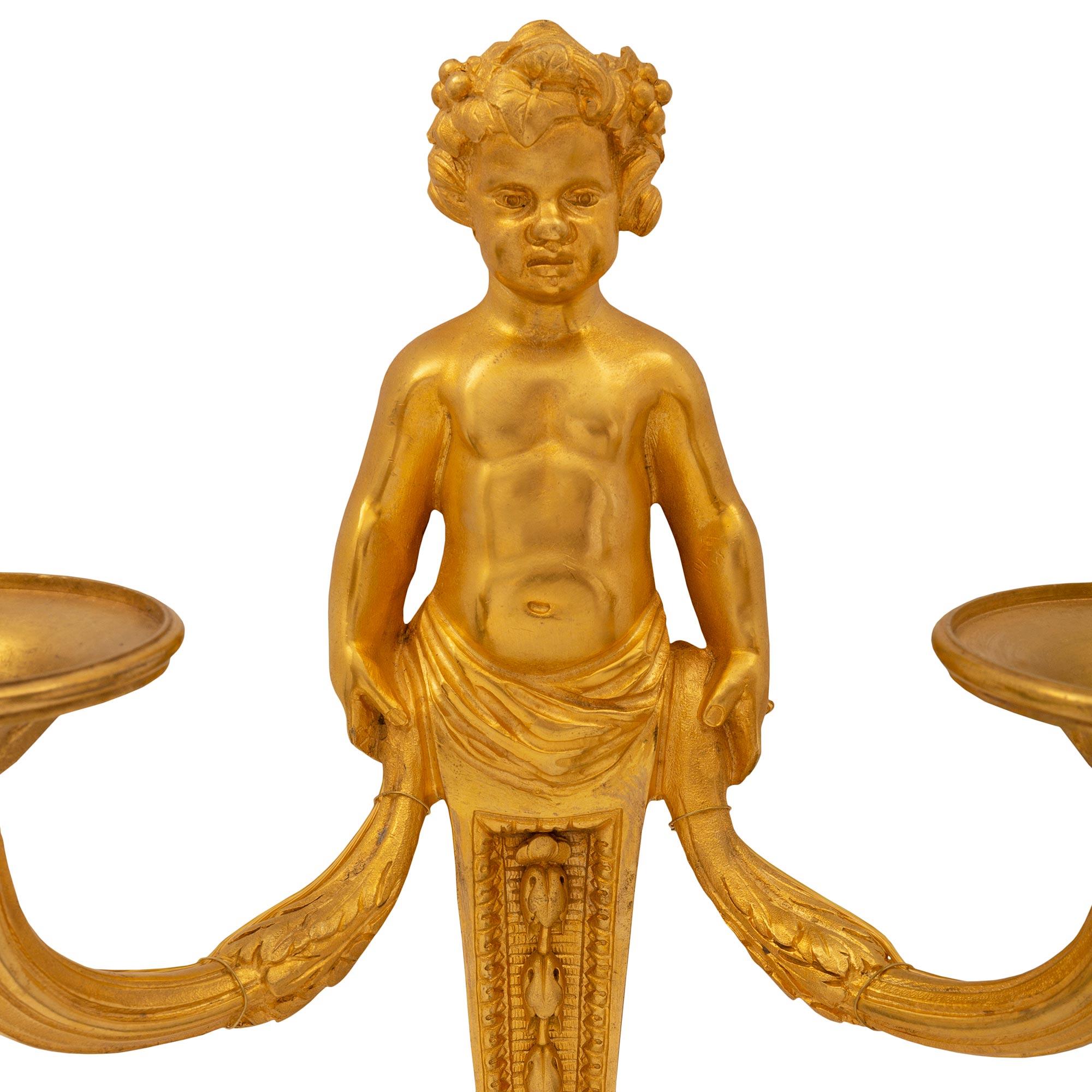 Pair of French Mid 19th Century Louis XVI St. Ormolu Sconces For Sale 1