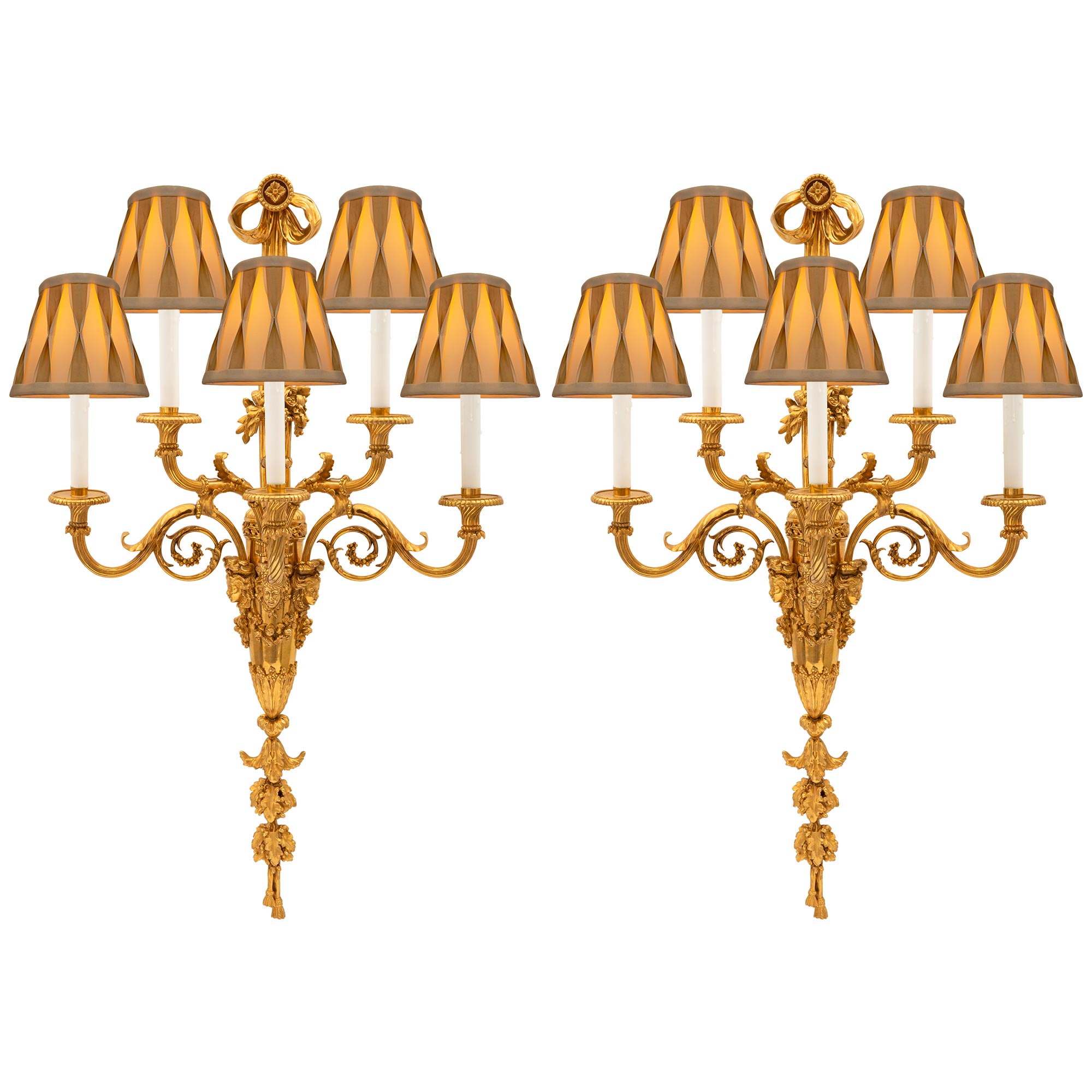 Pair of French Mid-19th Century Louis XVI St. Ormolu Sconces