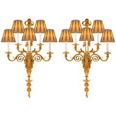 Pair of French Mid-19th Century Louis XVI St. Ormolu Sconces