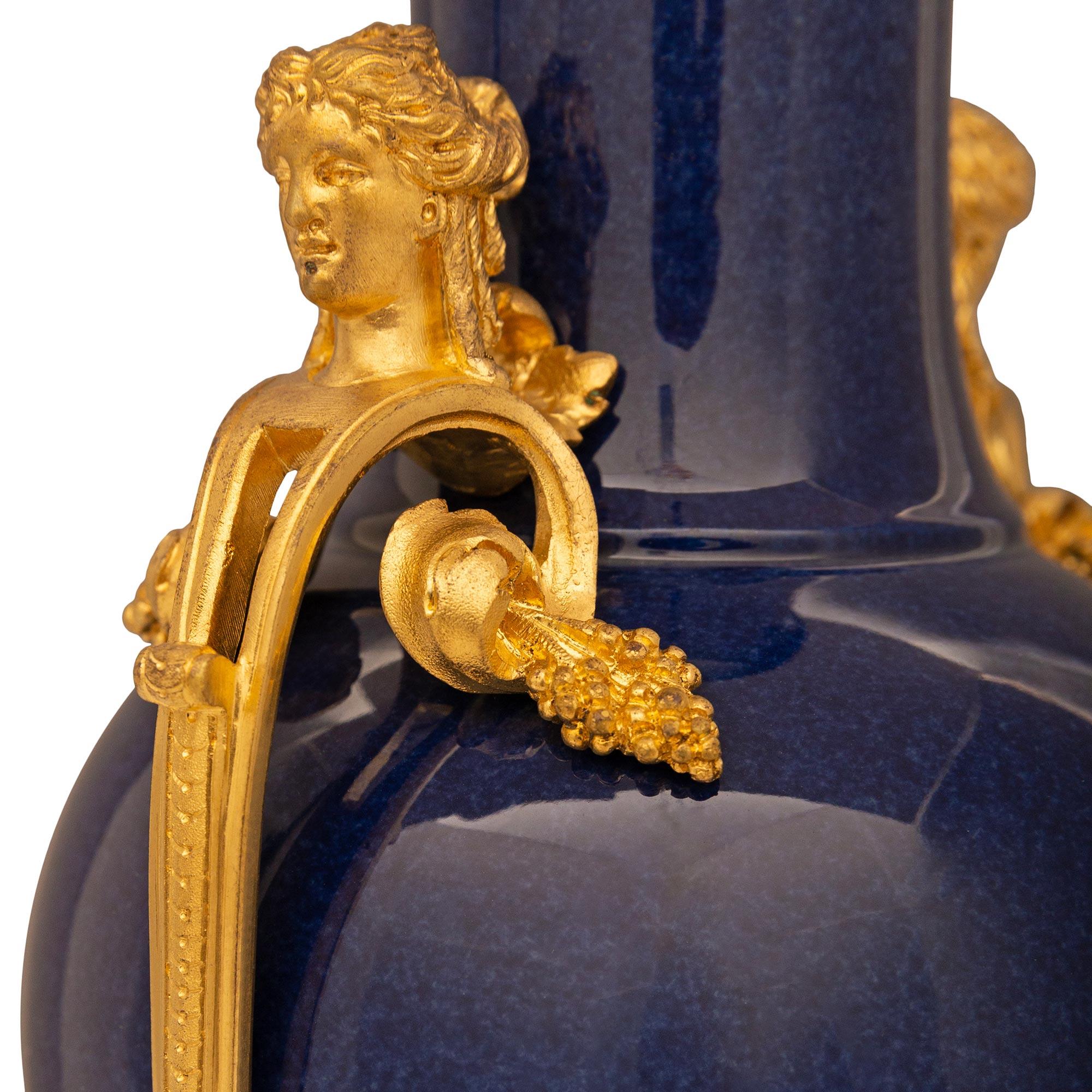 Pair of French Mid 19th Century Louis XVI St. Porcelain and Ormolu Vases For Sale 3