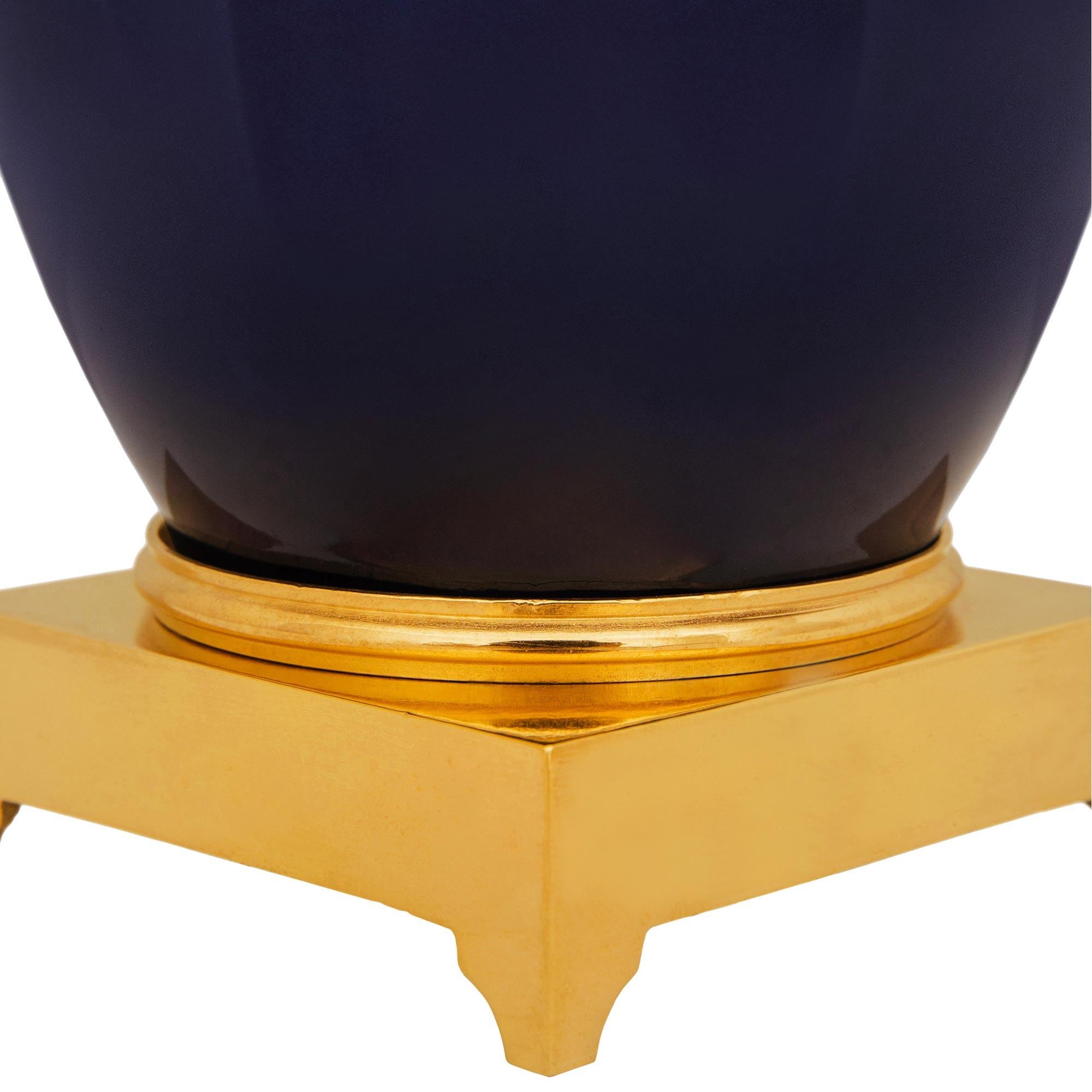 Pair of French mid 19th century Louis XVI st. Sèvres Porcelain and Ormolu vases For Sale 4