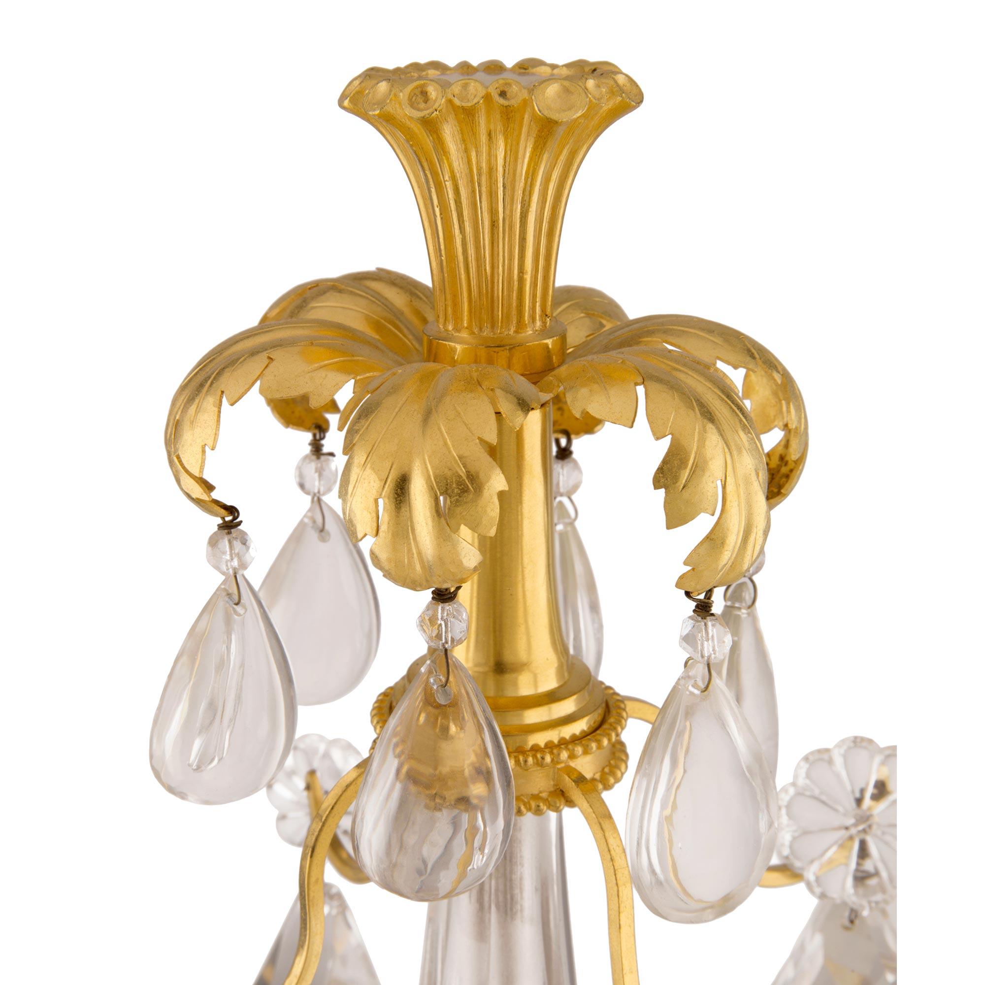 Pair of French Mid-19th Century Louis XVI Style Four-Arm Girandole Lamps In Good Condition For Sale In West Palm Beach, FL