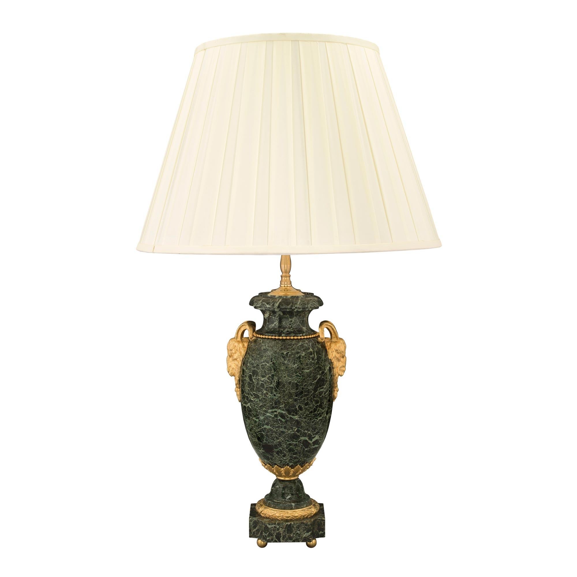 Pair of French Mid-19th Century Louis XVI Style Marble and Ormolu Lamps For Sale 1