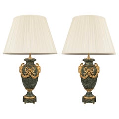 Pair of French Mid-19th Century Louis XVI Style Marble and Ormolu Lamps