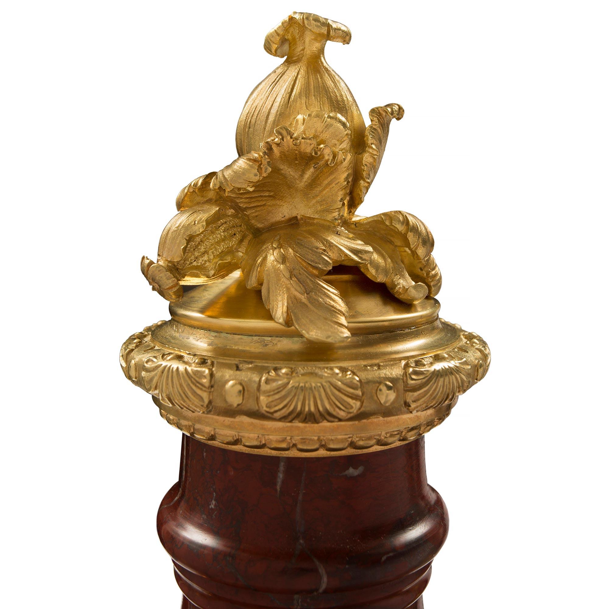 Pair of French Mid-19th Century Louis XVI Style Marble and Ormolu Urns For Sale 1