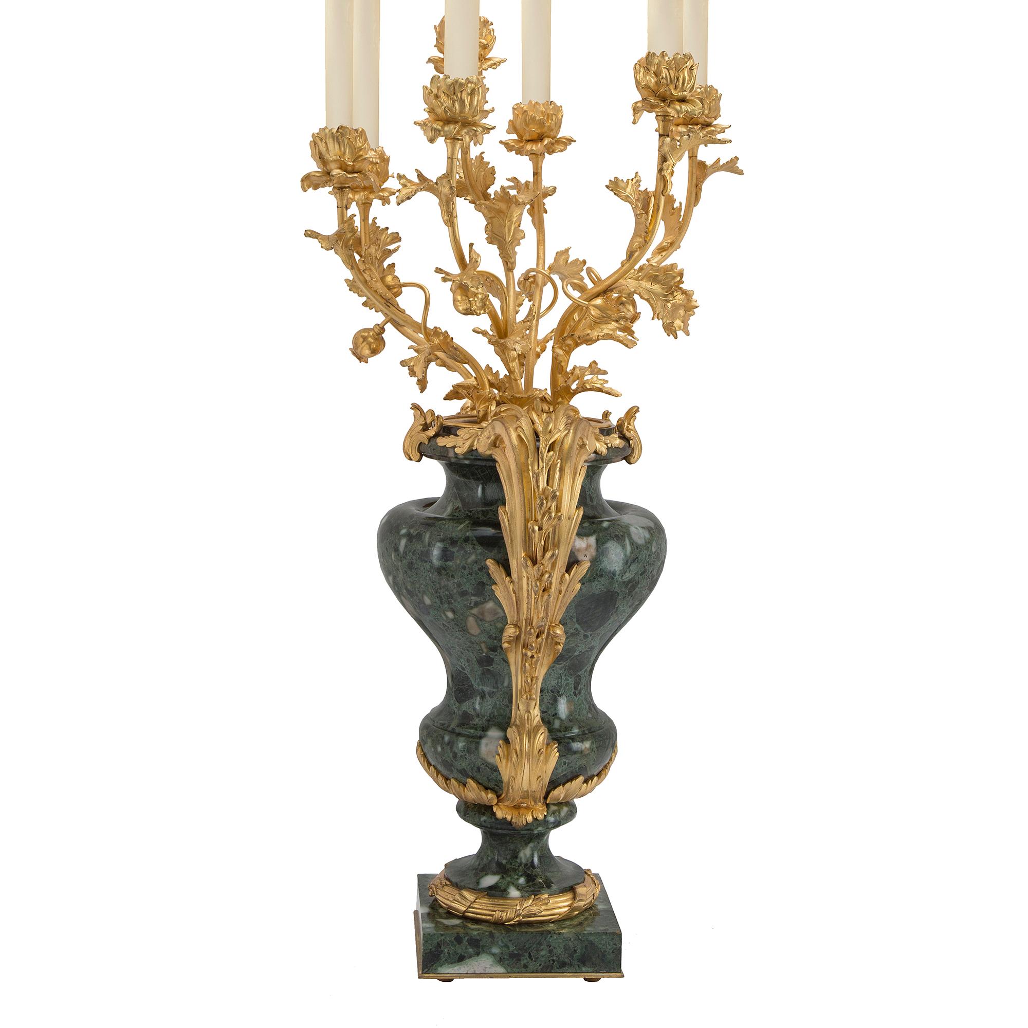 Ormolu Pair of French Mid-19th Century Louis XVI Style Mounted Candelabras For Sale