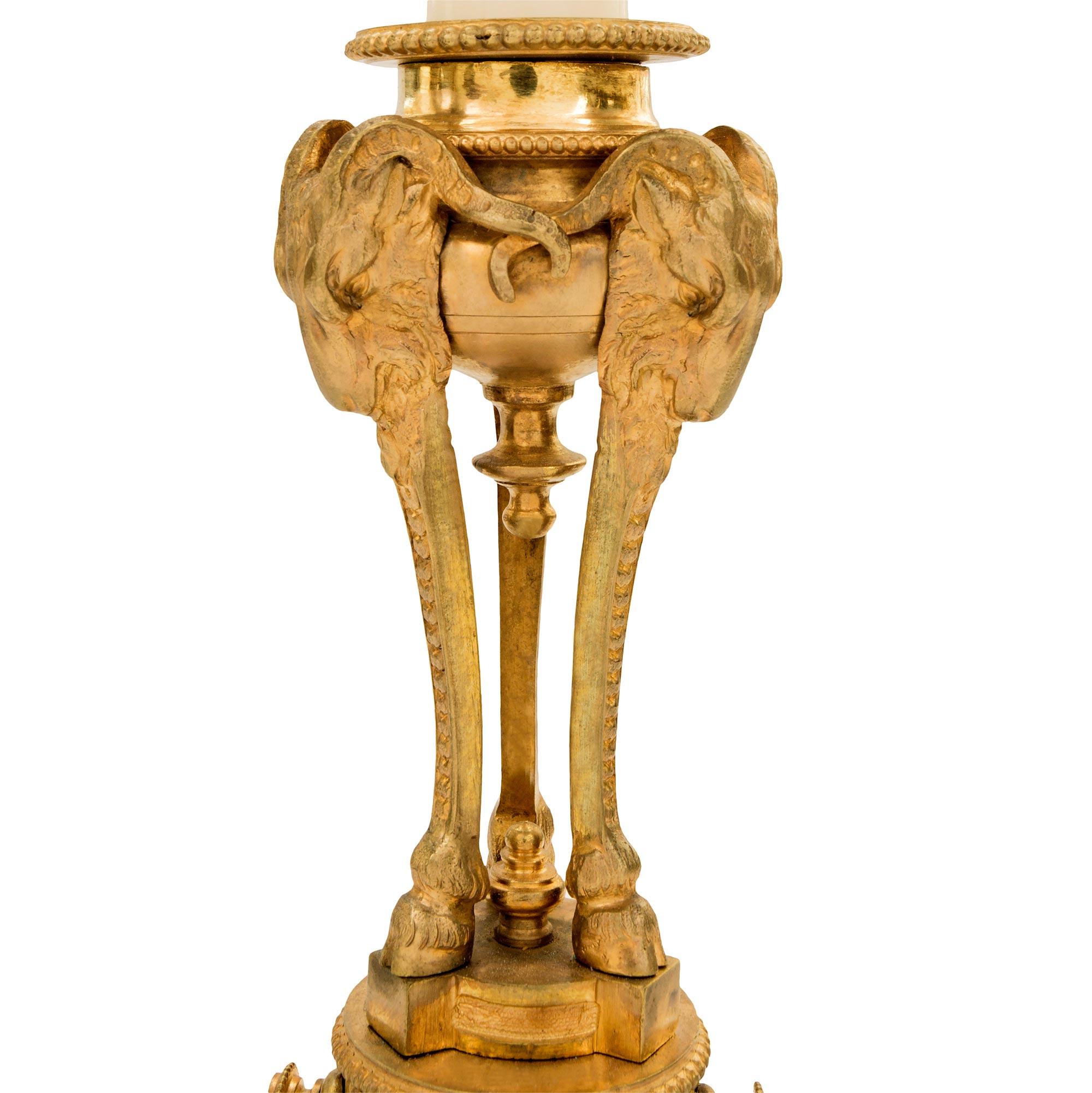 Pair of French Mid-19th Century Louis XVI Style Ormolu Candlesticks For Sale 3