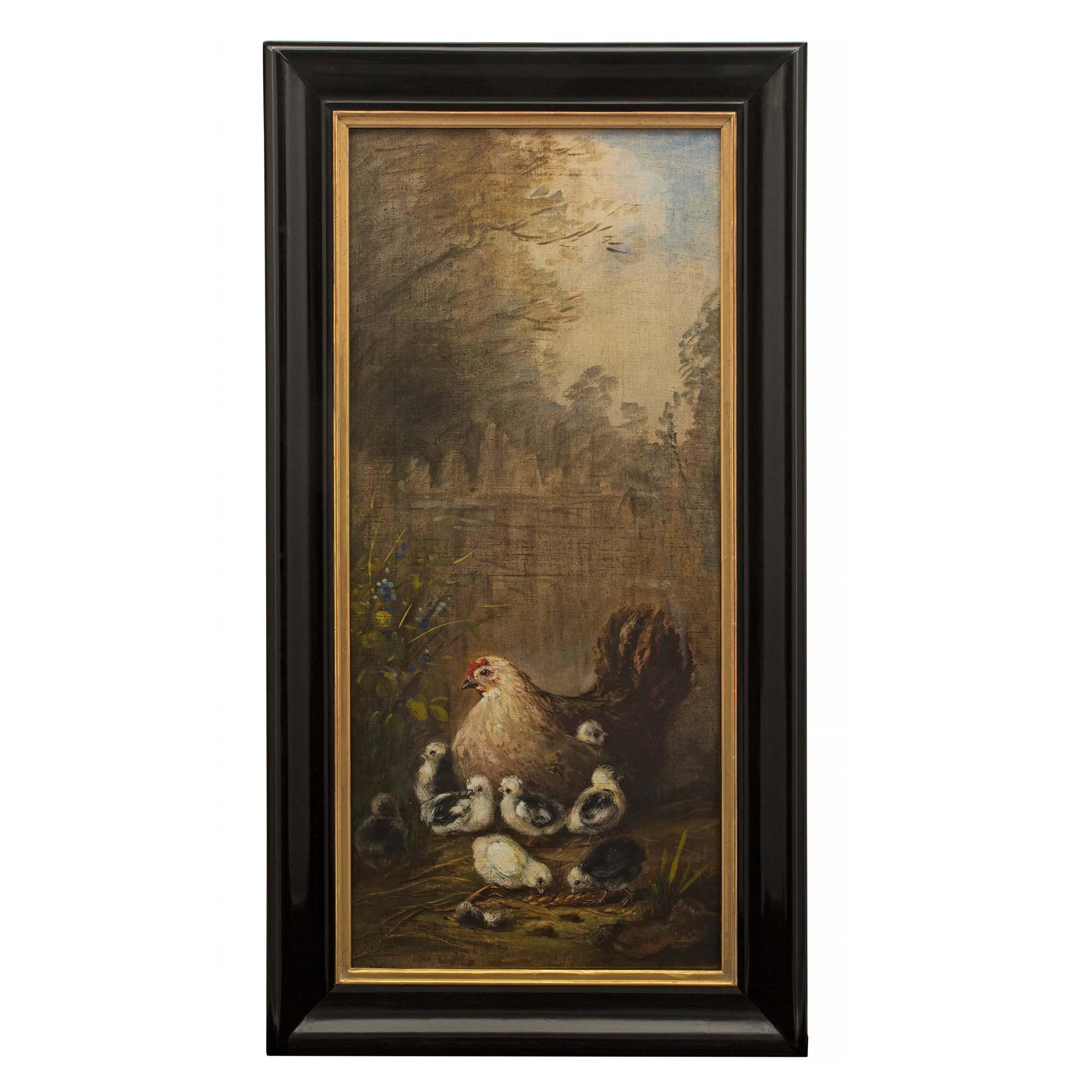 Giltwood Pair of French Mid-19th Century Napoleon III Period Oil on Canvas For Sale