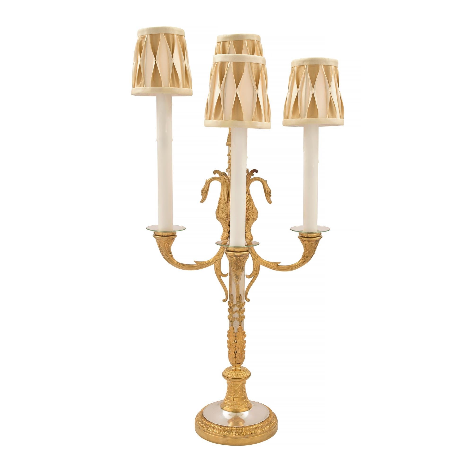 Neoclassical Pair of French Mid 19th Century Neo-Classical St. Candelabra Lamps For Sale