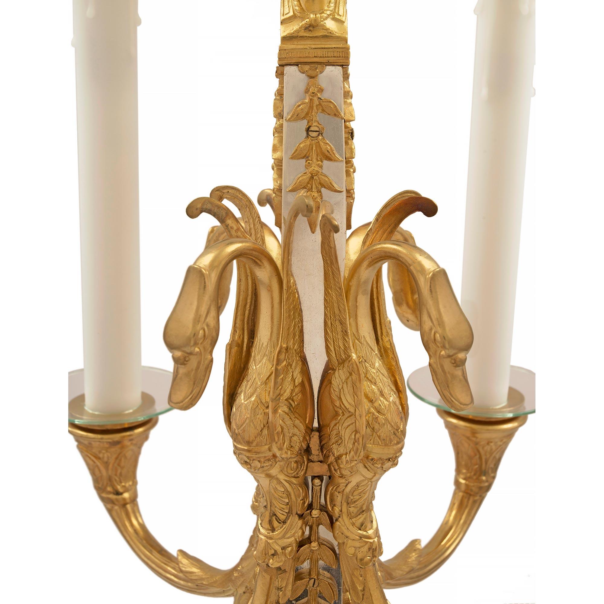 Bronze Pair of French Mid 19th Century Neo-Classical St. Candelabra Lamps For Sale