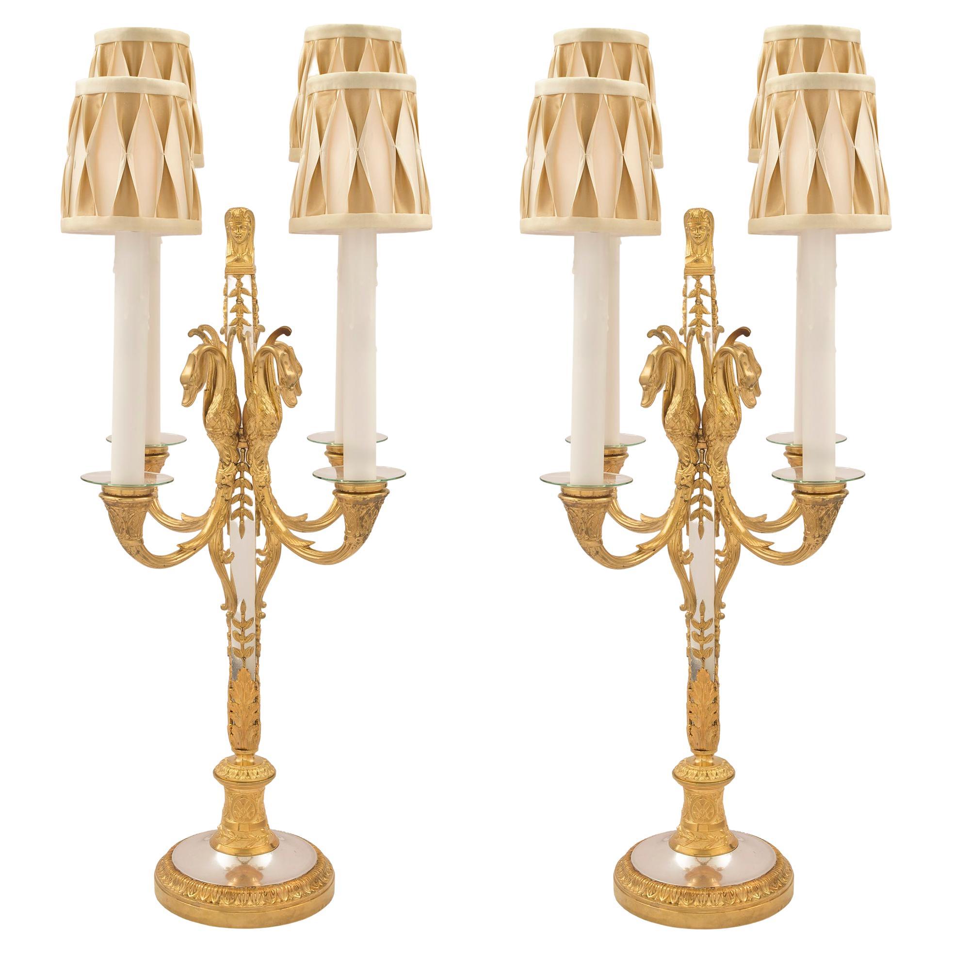 Pair of French Mid 19th Century Neo-Classical St. Candelabra Lamps