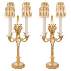 Antique Pair of French Mid 19th Century Neo-Classical St. Candelabra Lamps