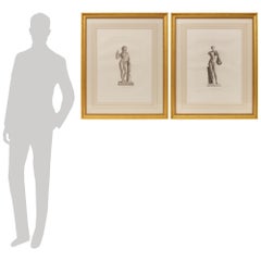 pair of French mid 19th century Neo-Classical st. Prints of Bacchus and Mercury