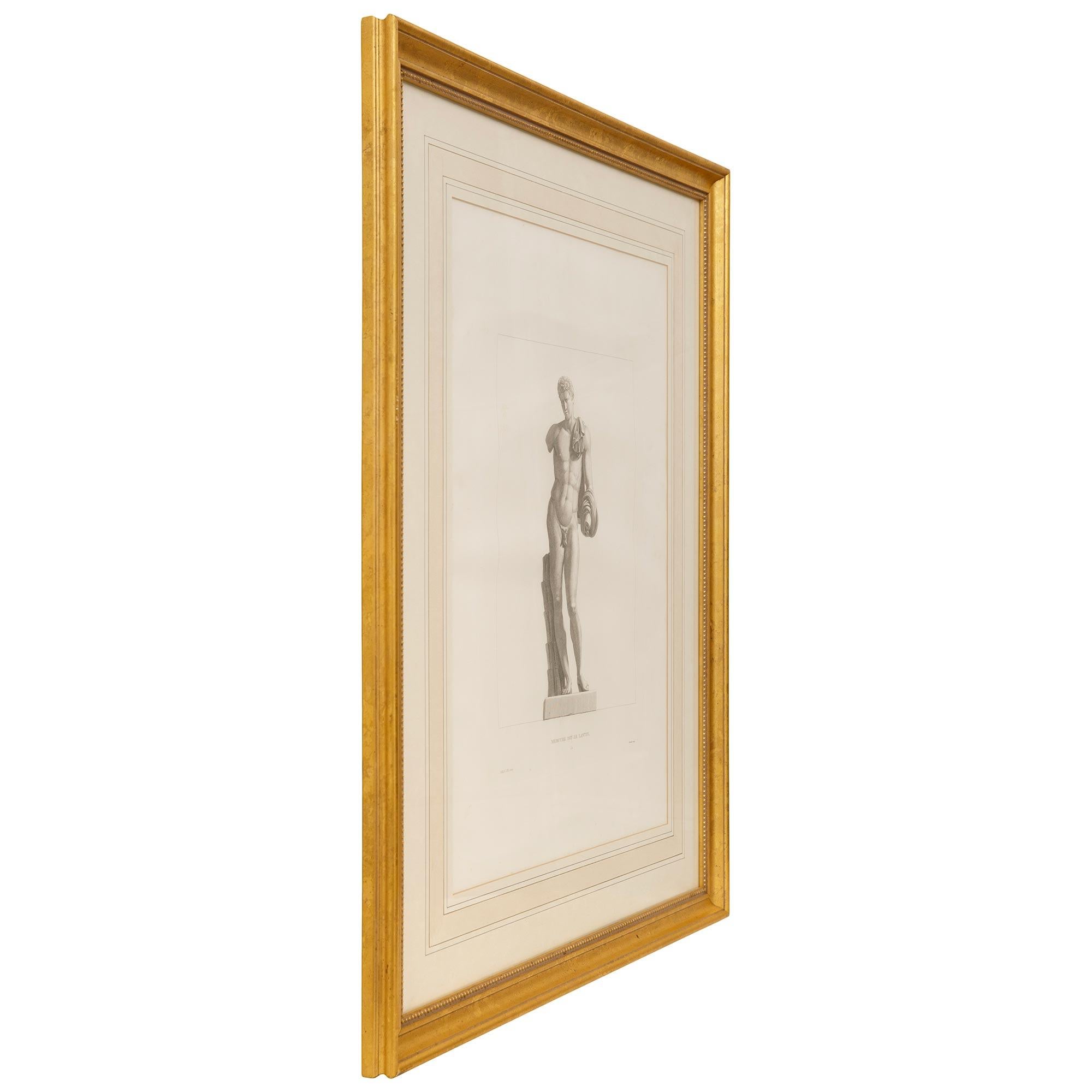 Paar französische neoklassizistische St. des 19. Drucke von Bacchus und Merkur (Neoklassisch) im Angebot