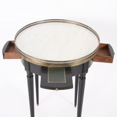 Pair of French Mid-20th Century Carrara Marble Top Bouillotte Tables