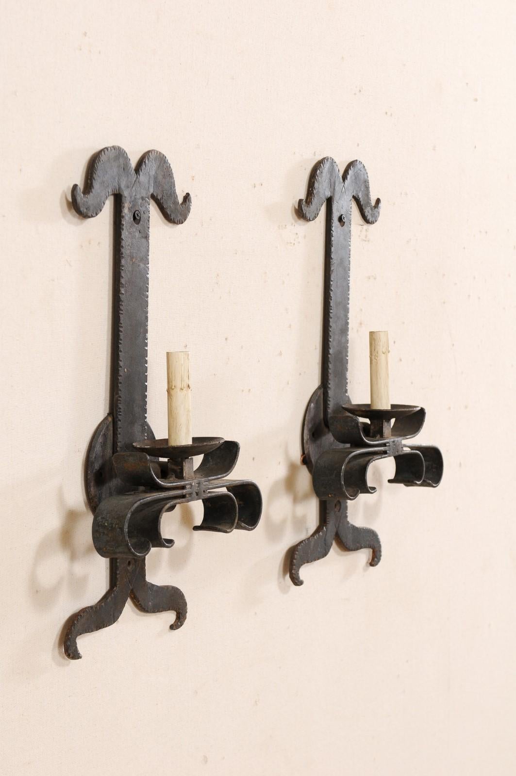 Pair of French Mid-20th Century Single Light Sconces 5