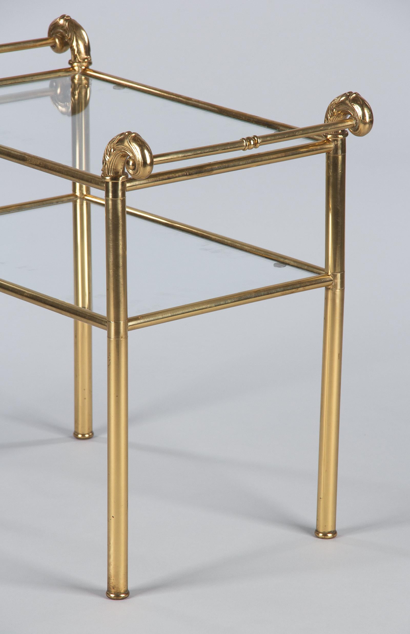 Pair of French Midcentury Brass Side Tables with Glass Tops 13