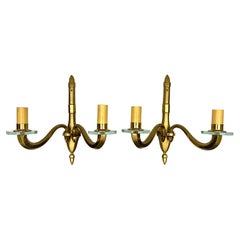 Coppia di lampade da parete in bronzo della metà del secolo scorso attribuite a Jean Perzel